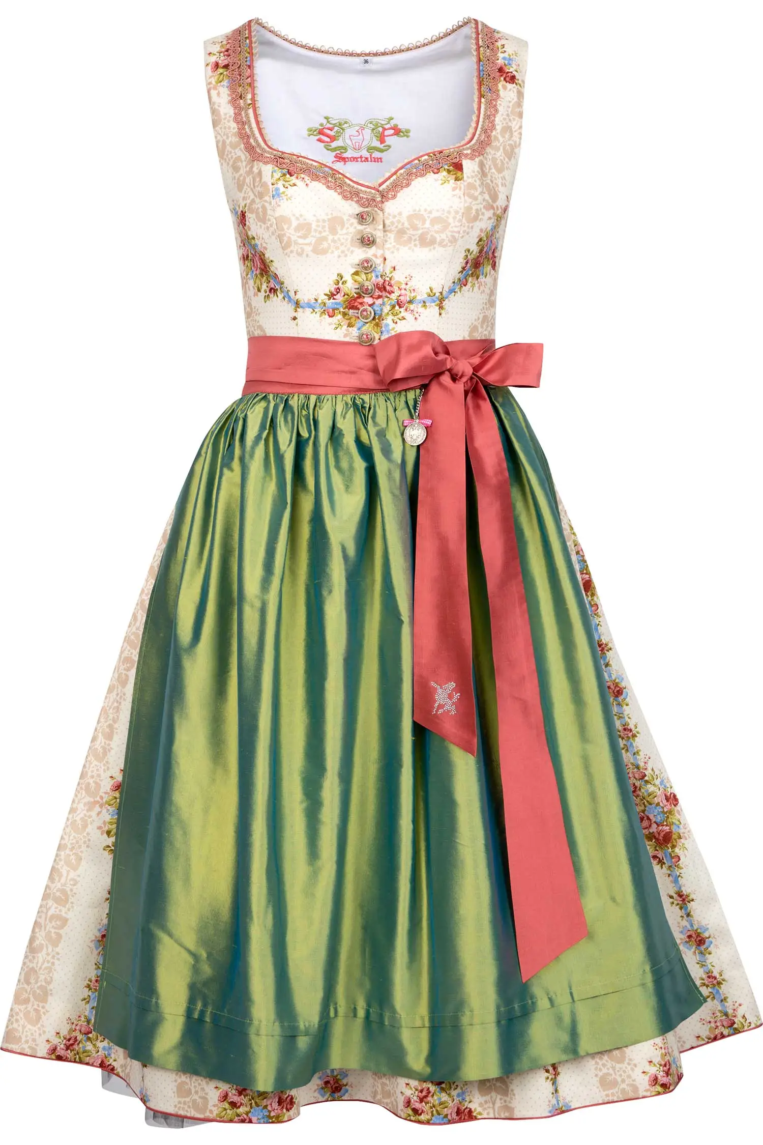 Sportalm Dirndl Nostalgie mit grüner Seidenschürze