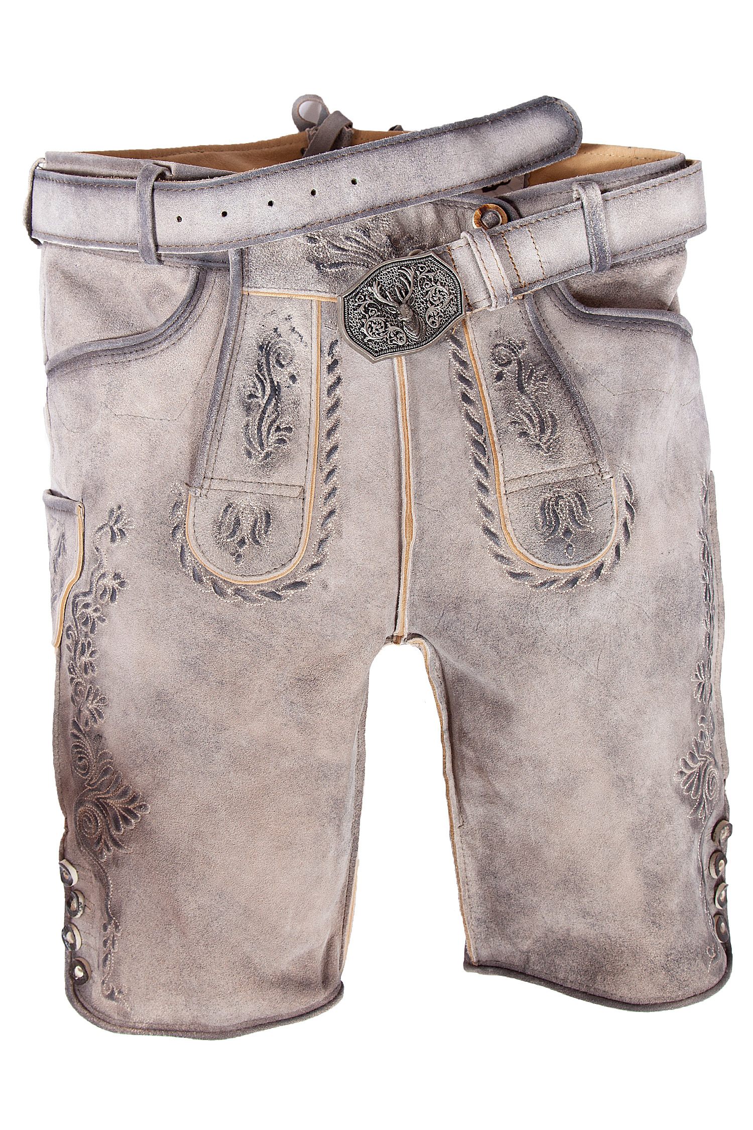 Lederhose Oliver kurz in grau