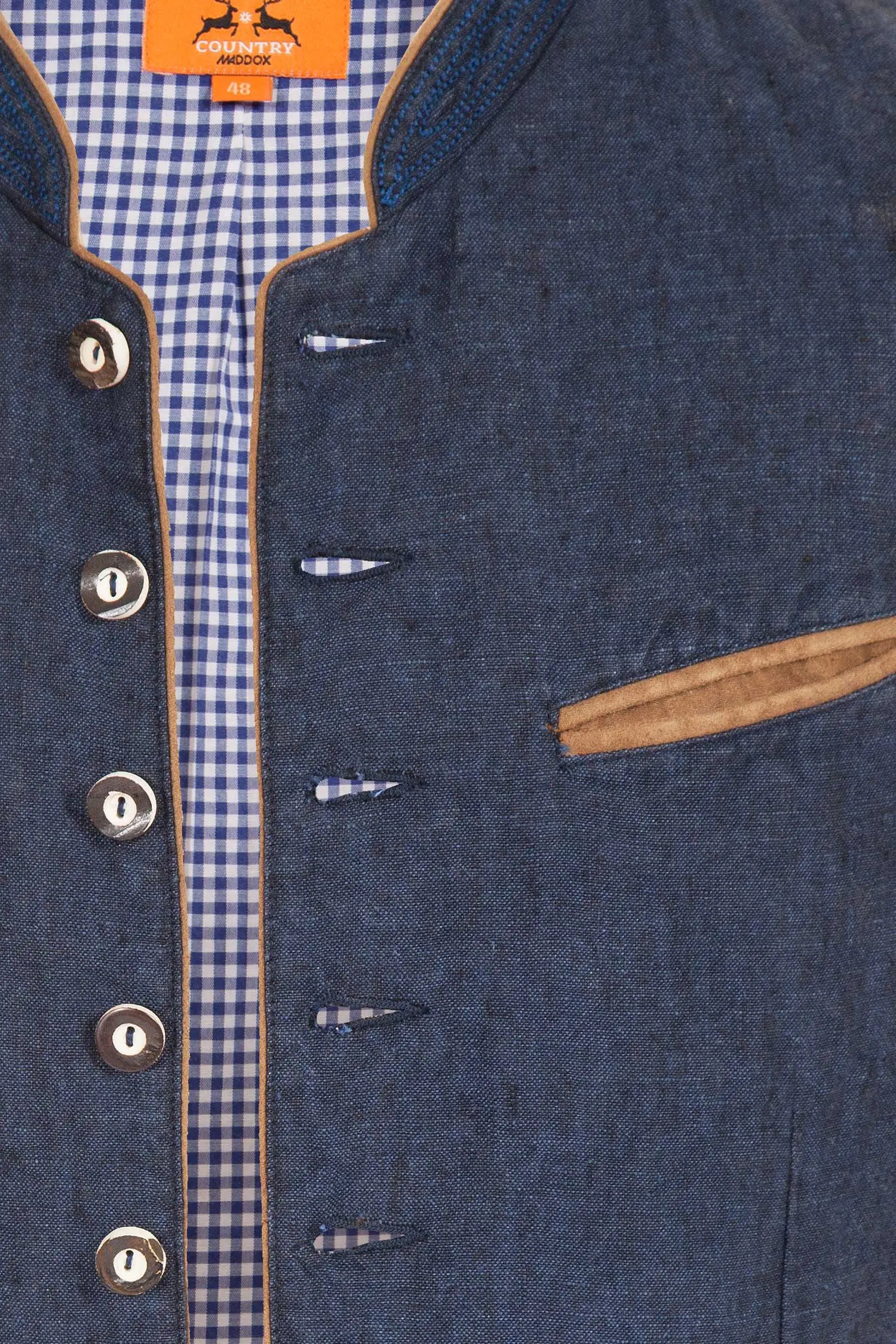 leinenweste-oliver-dunkelblau-1344-0039-bl7-18-08d-9453-b Trachtenweste aus Leinen in dunkelblau used Optik Kragen