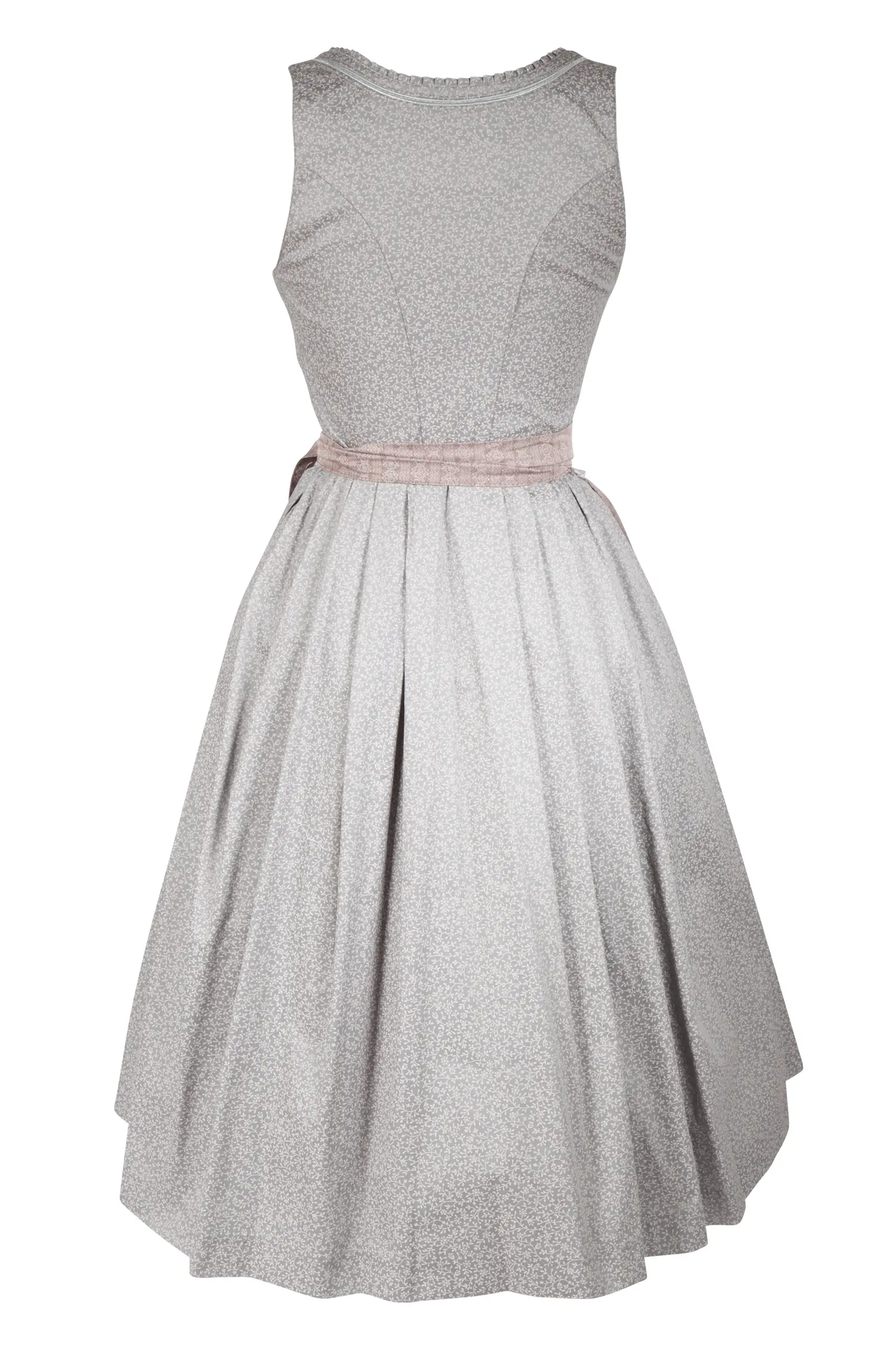 3091-1540-gr4-23-07b-1346 Dirndl in elegantem Grau mit Rosa - Rückansicht