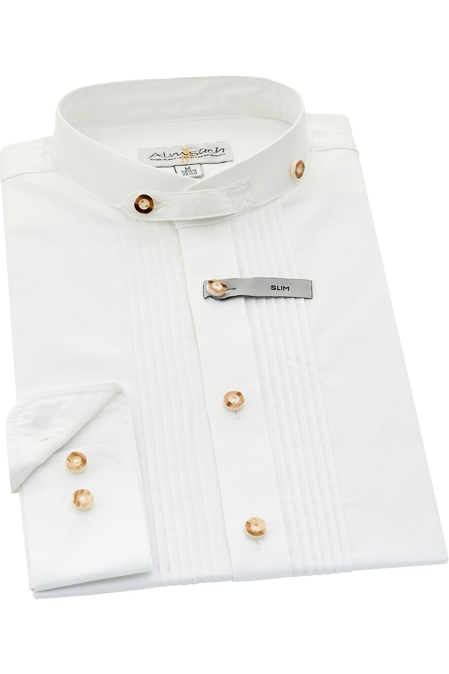 Almsach Hemd in Weiß mit Biesen