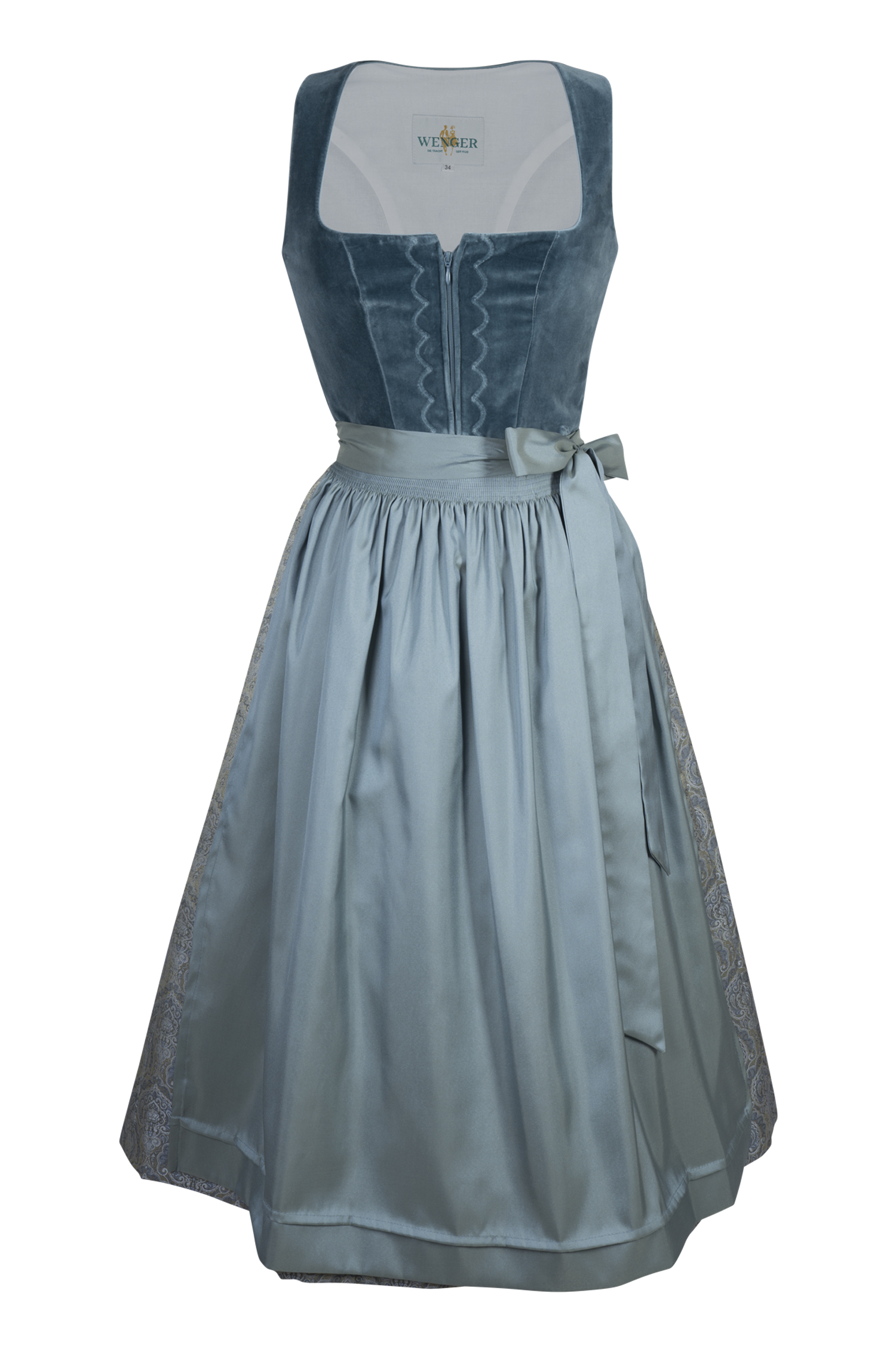 3093-0010-tk4-24-01-1603974 Wenger Dirndl Wiebke in petrol mit Samtmieder