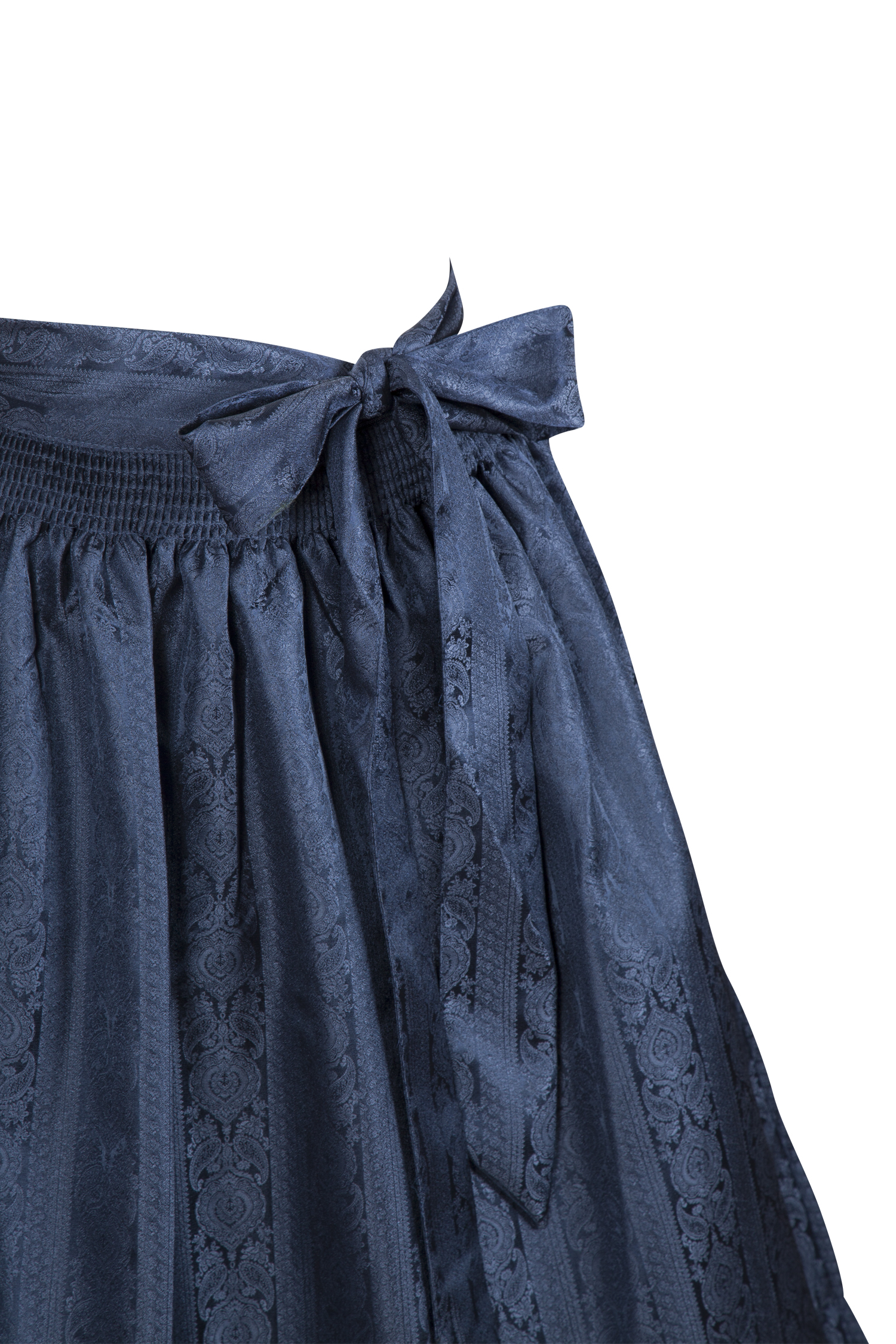 3139-0082-bl5-23-05-m8634 Dirndlschürze Corinna in dunkelblau 70 cm - Detail