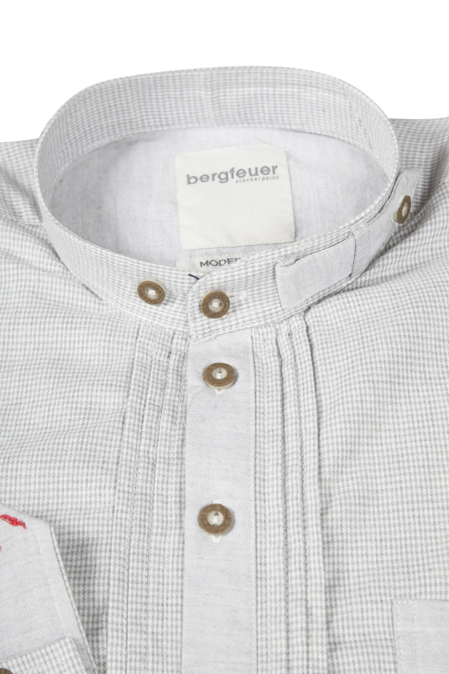 1542-0031-gr2-23-07b-1267 Langarmhemd Flori in hellgrau kleinkariert - Detail Kragen