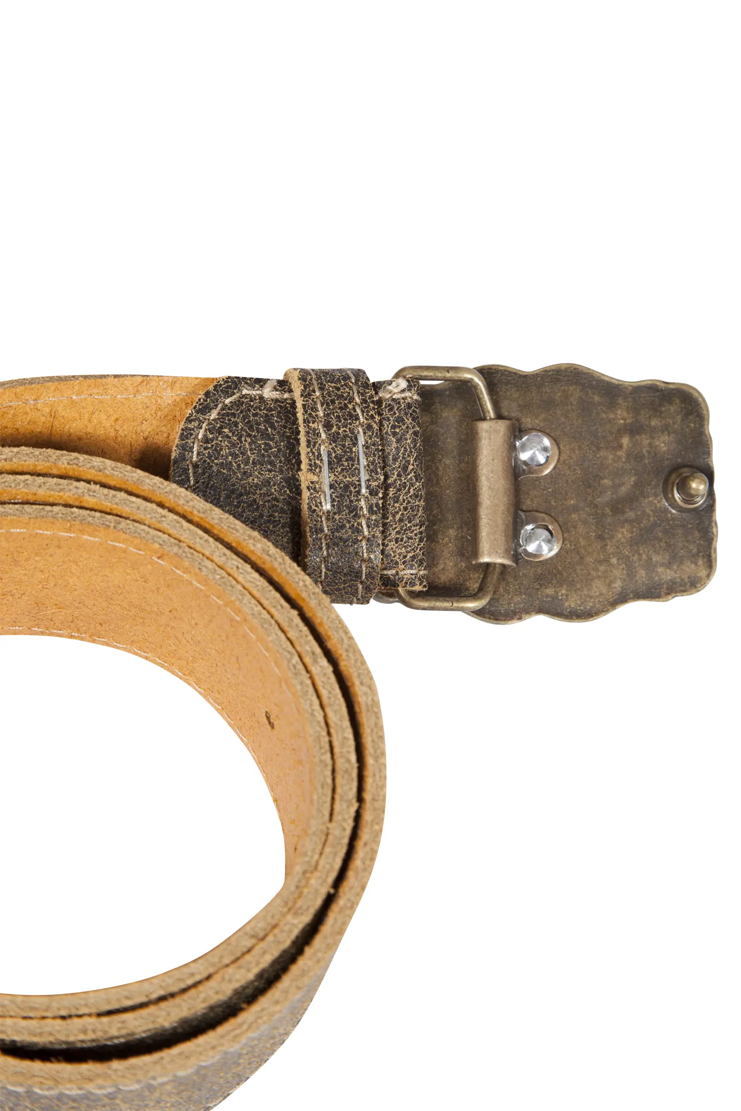 Trachtengürtel dunkelbraun mit Wappenschließe - Detail