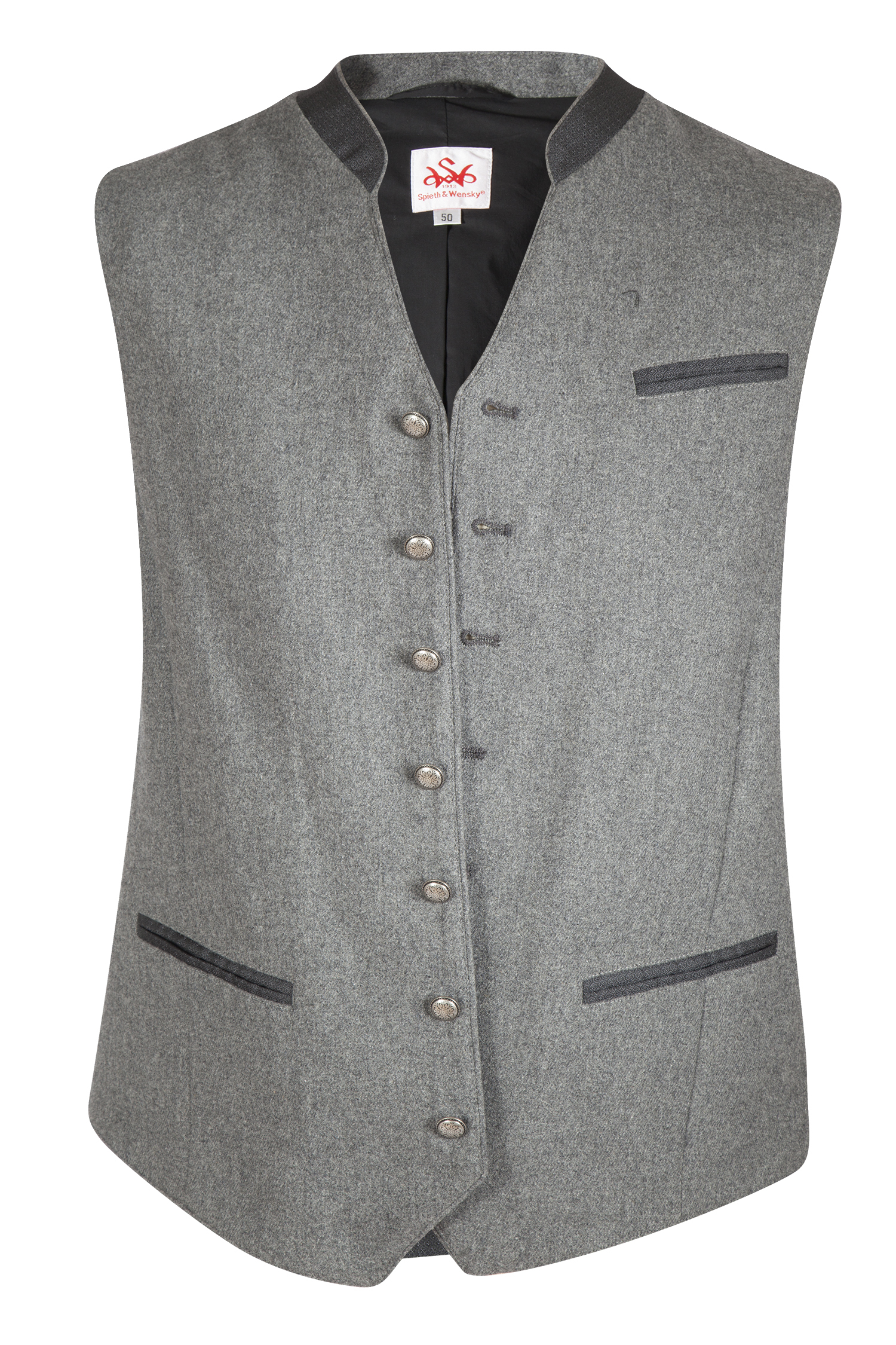 1343-1062-GR6-23-05-e7151 Trachtenweste Aris in grau/dunkelgrau