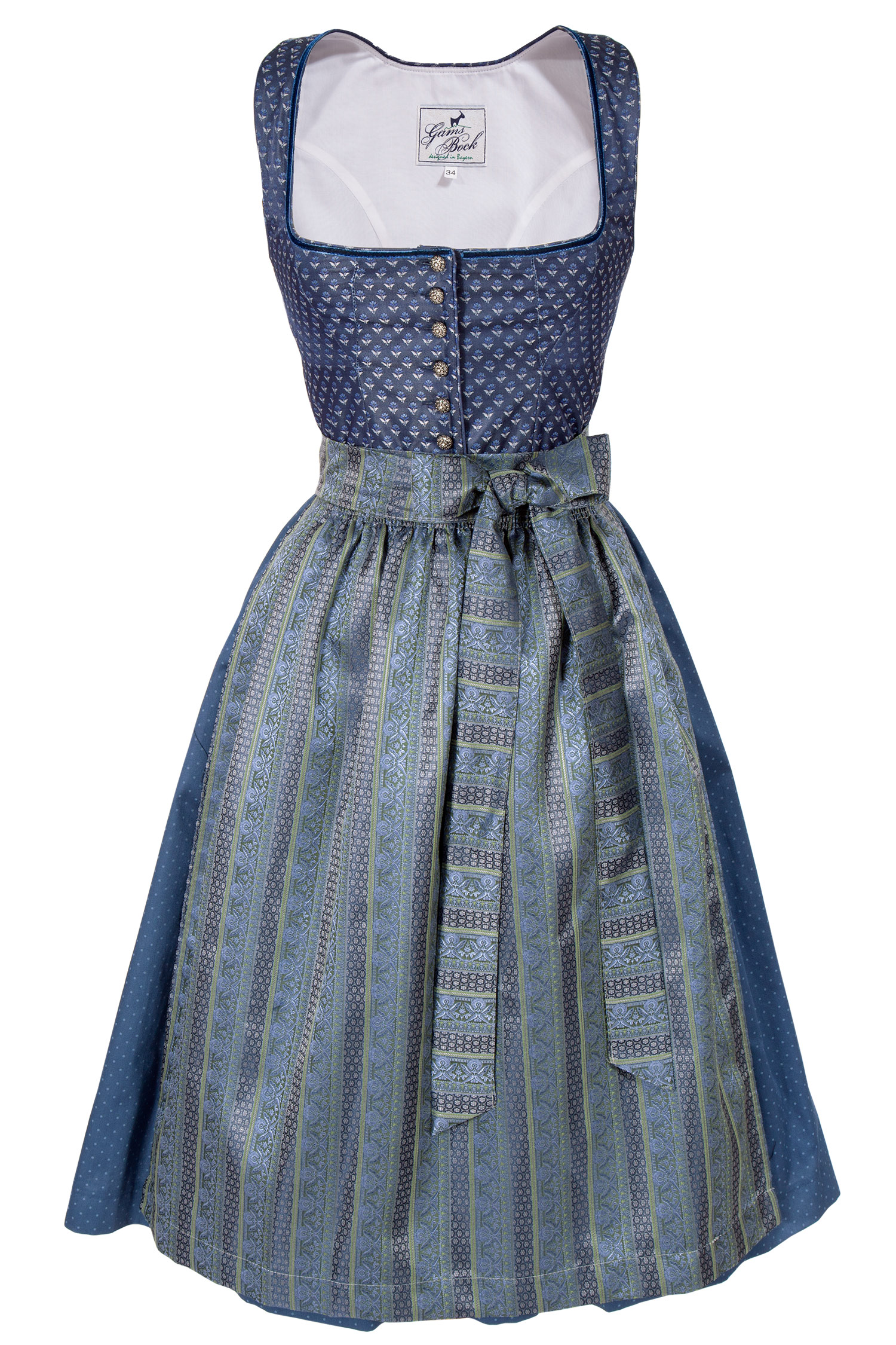 Midi Dirndl Karin in dunkelblau edel schimmernd