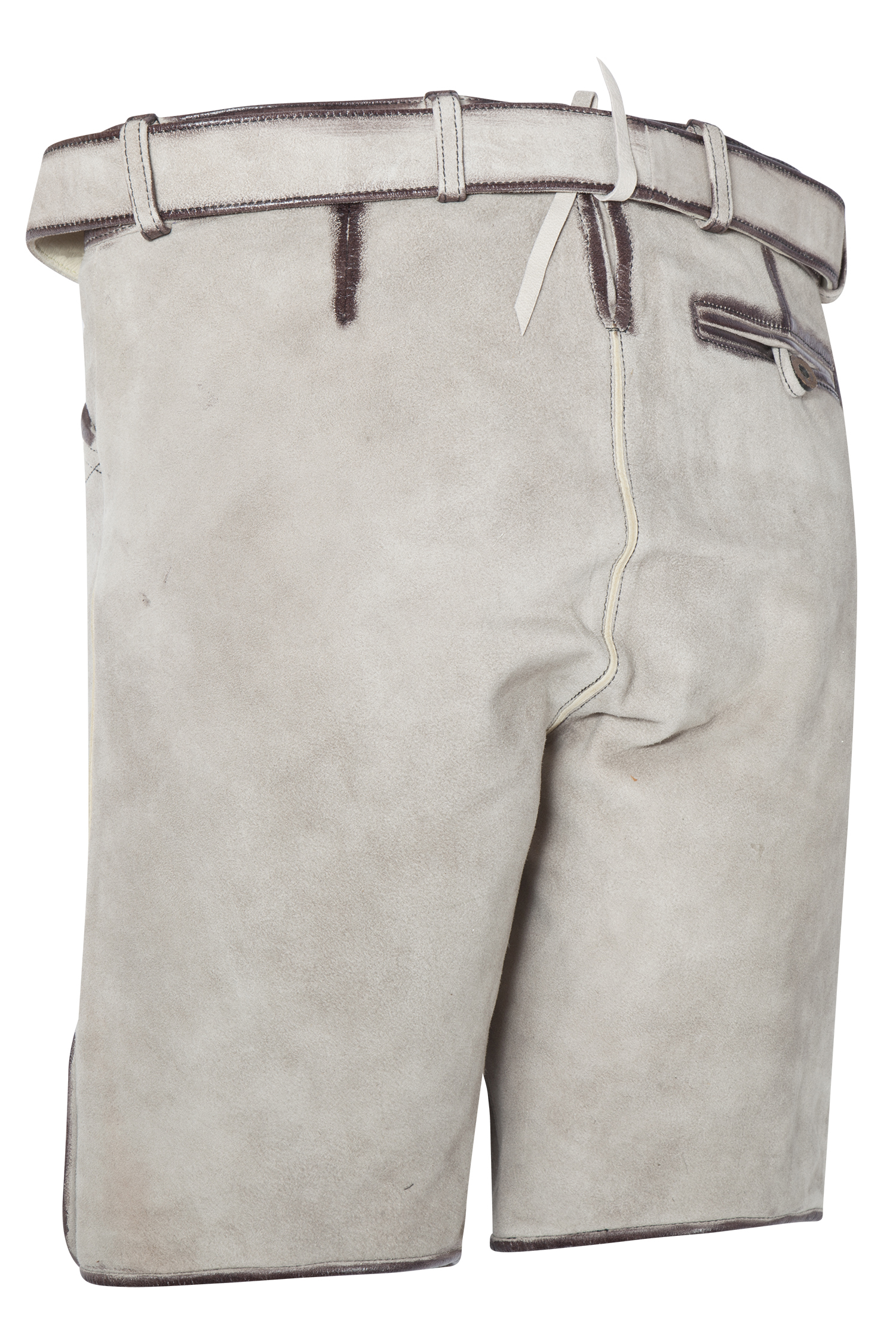 1608-0014-6SW-23-05-e7297 Kurze Lederhose in hellgrau - Rückansicht