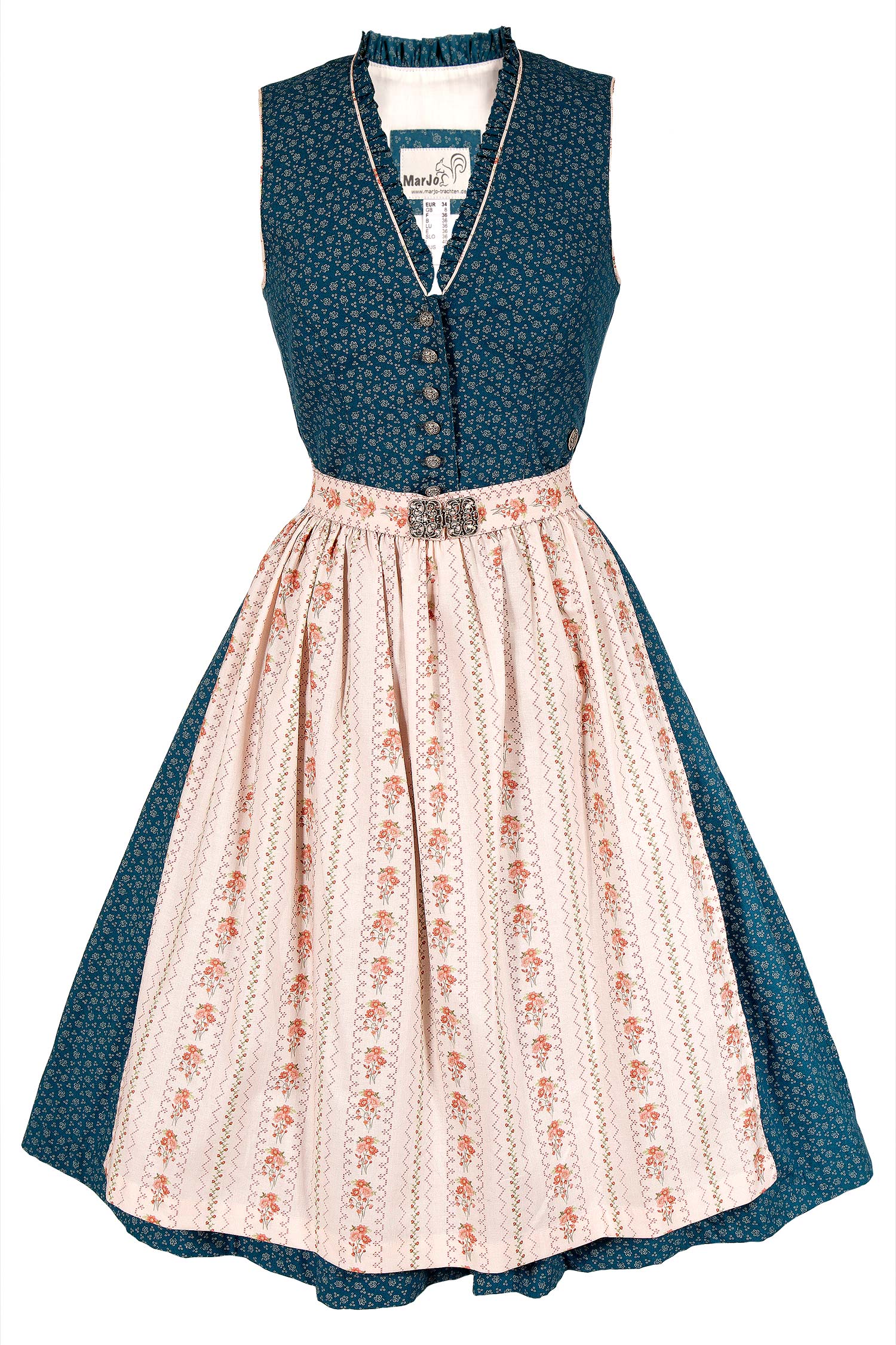 retro-dirndl-blau-creme-3091-1405-bl4-18-06h-6501-a Midi Dirndl Dalena in Vintage blau hochgeschlossen