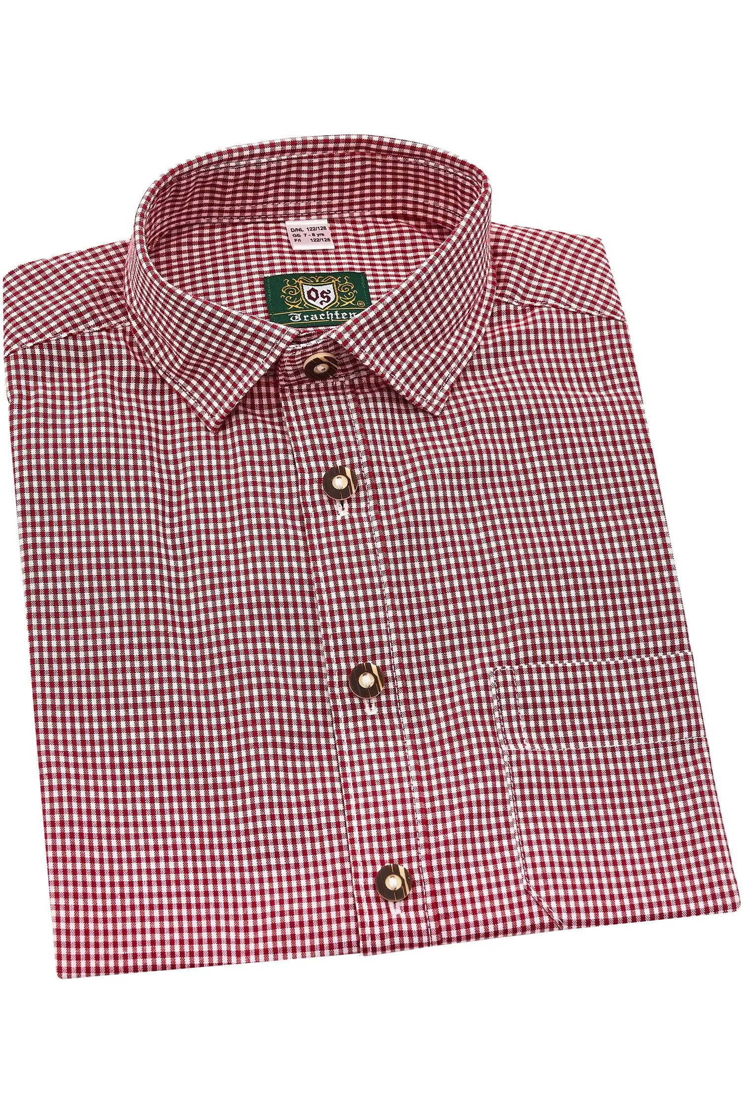 Kinderhemd von OS Trachten in Rot/Weiß kariert OS Trachten Kinderhemd in Rot/Weiß kariert