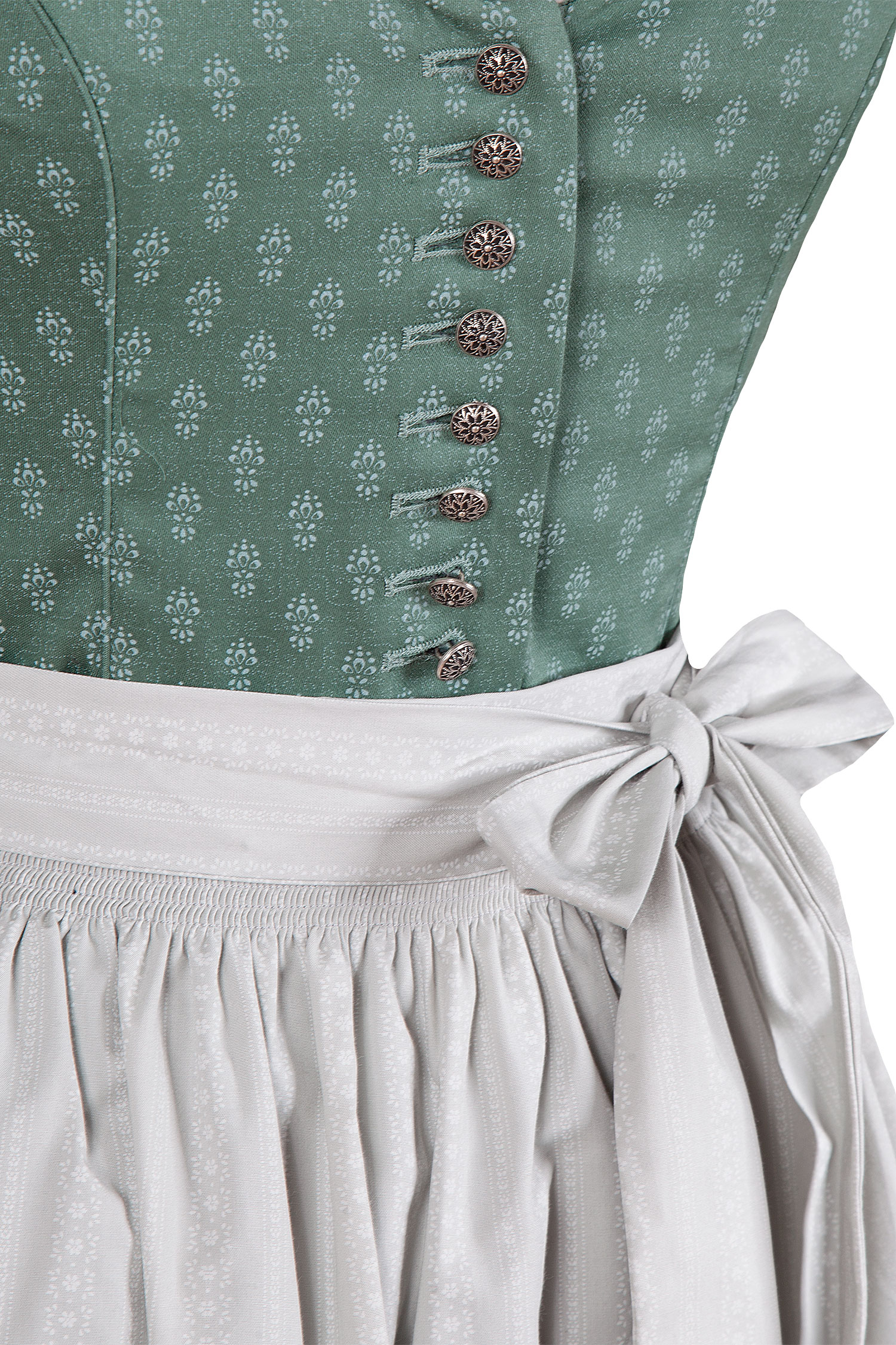 3091-1516-gn5-23-04c-5758c Dirndl Laurita von Wenger in salbei / mint - Detail Mieder