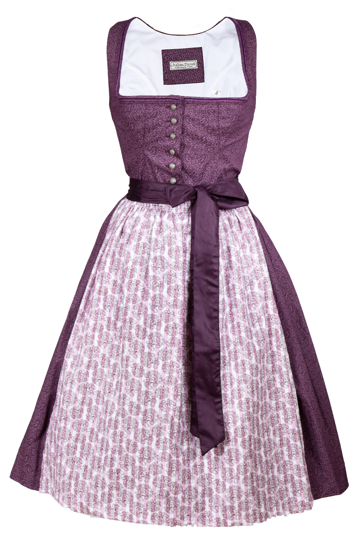 3091-1507-ro9-22-08e-2016 Dirndl in lila mit Ornamentenmuster