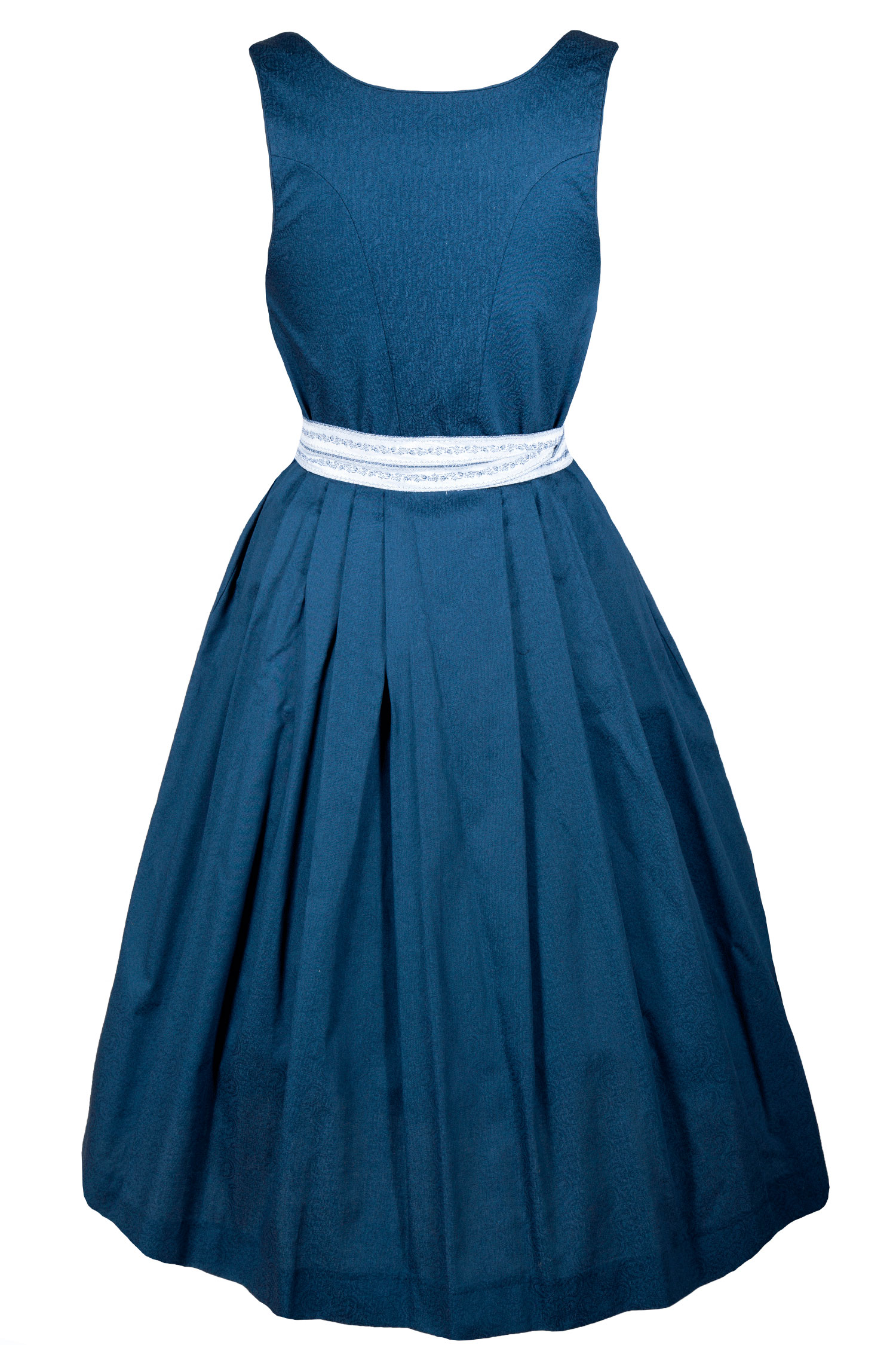 3091-1523-BL9-23-03b-3335c Dirndl "Rafaela" in dunkelblau - Rückansicht