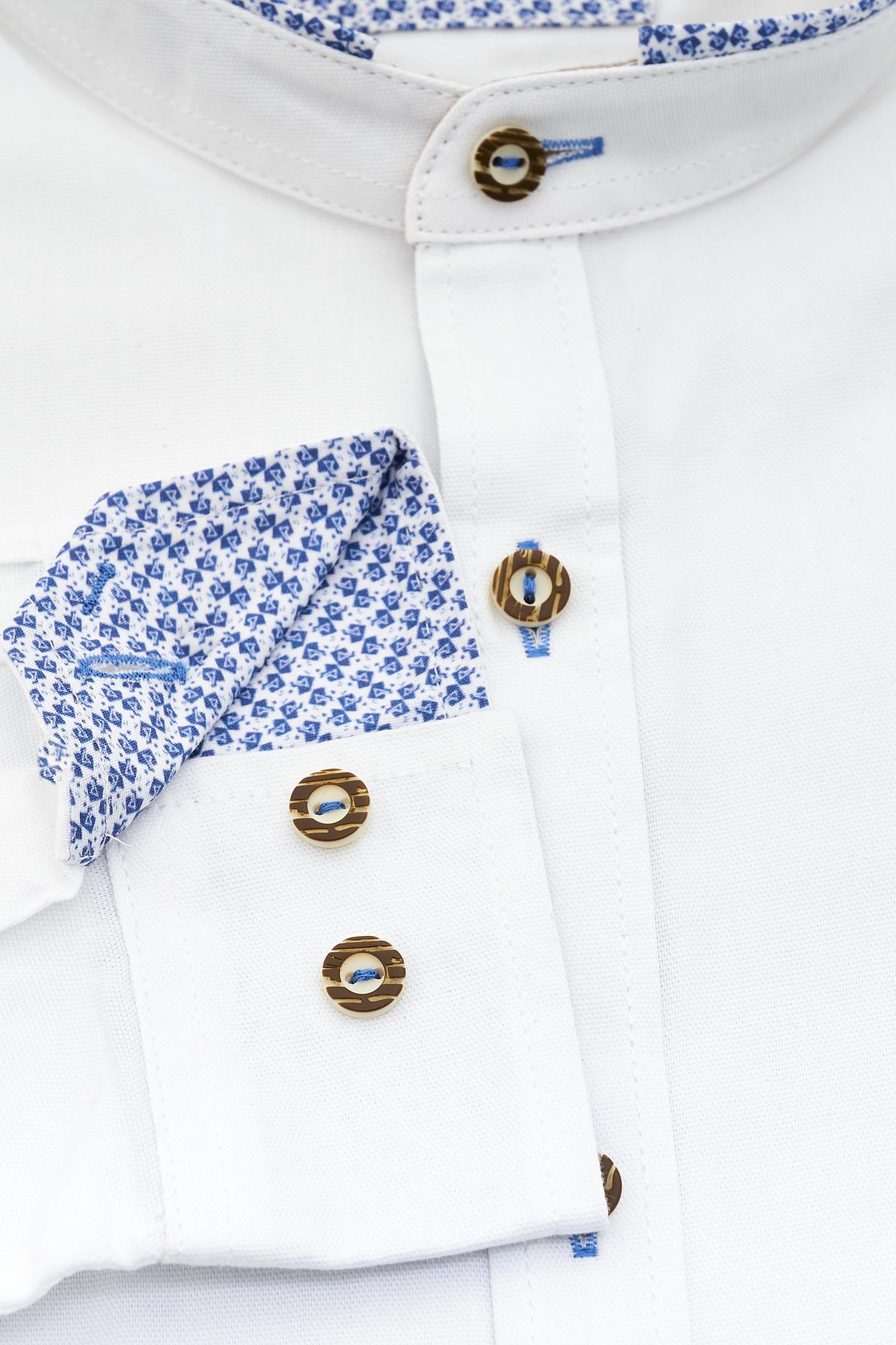 Weißes Stockerpoint Hemd Raffa mit blauen Applikationen