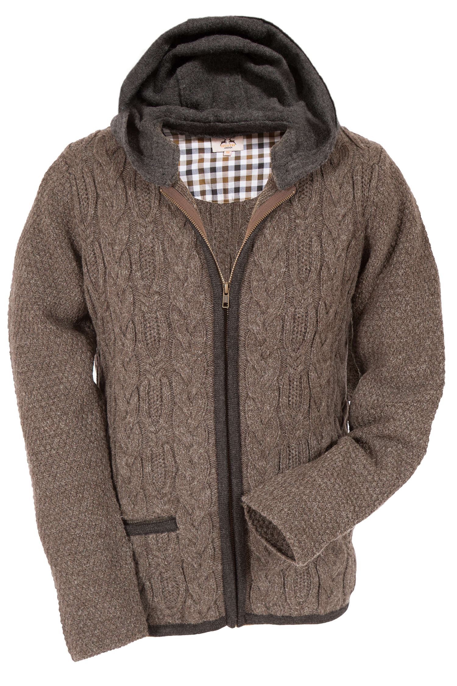 Trachten Strickjacke Wolljacke Herren Kapuze ALMHUBER Strickjacke