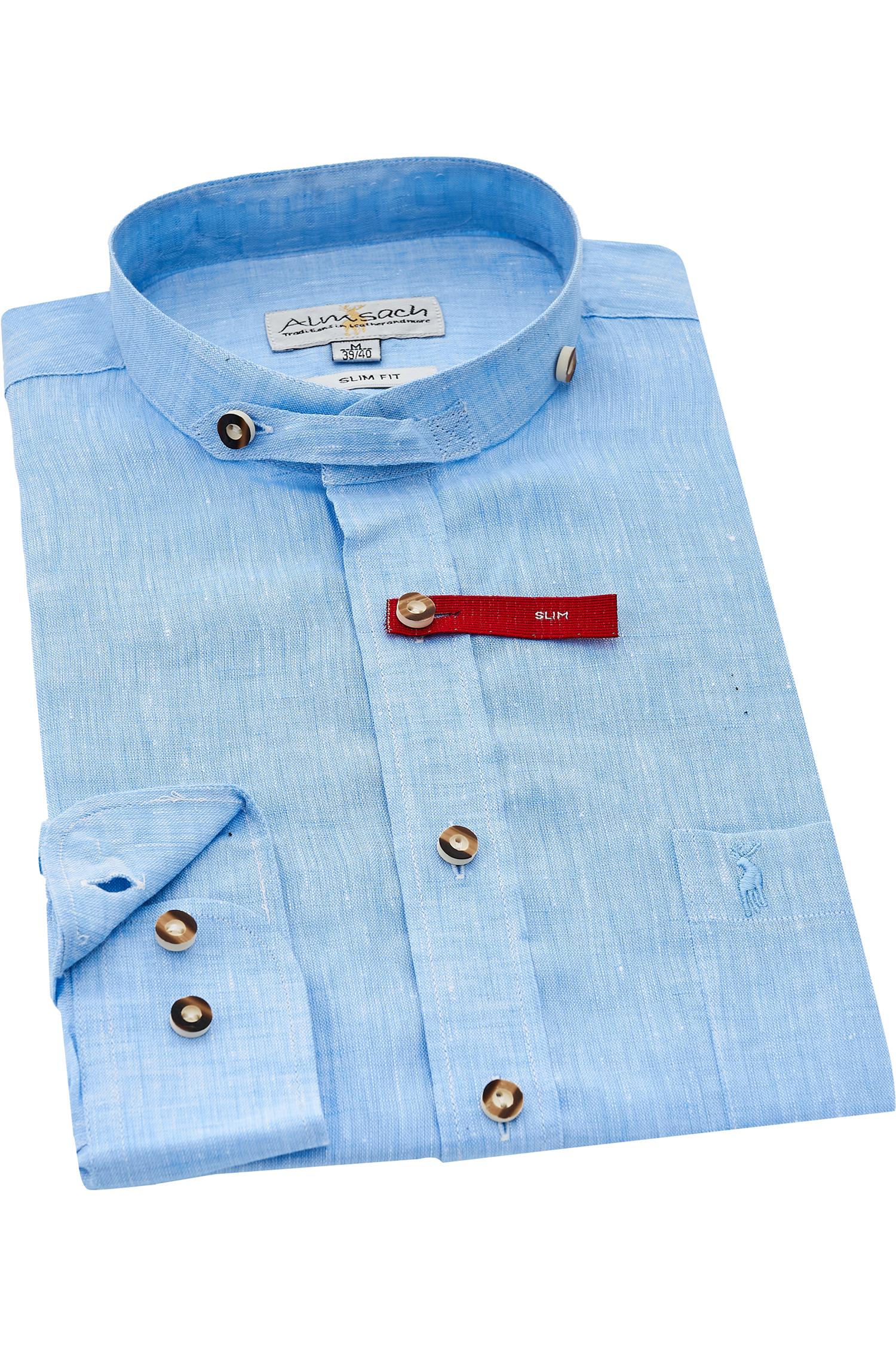 Leinenhemd 720 von Almsach in Hellblau Blaues Almsach Leinenhemd