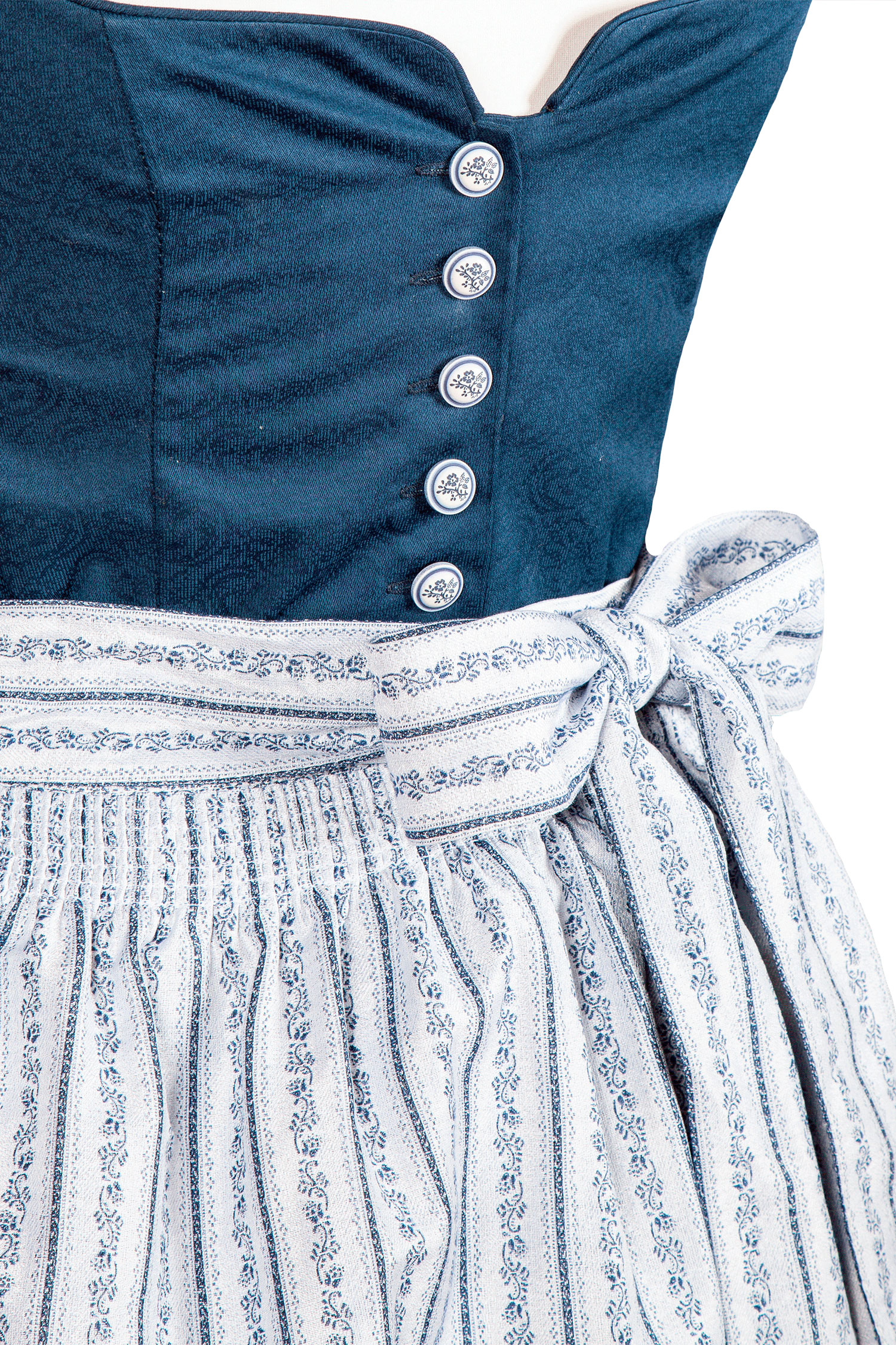 3091-1523-BL9-23-03b-3330b Dirndl "Rafaela" in dunkelblau - Detail Mieder