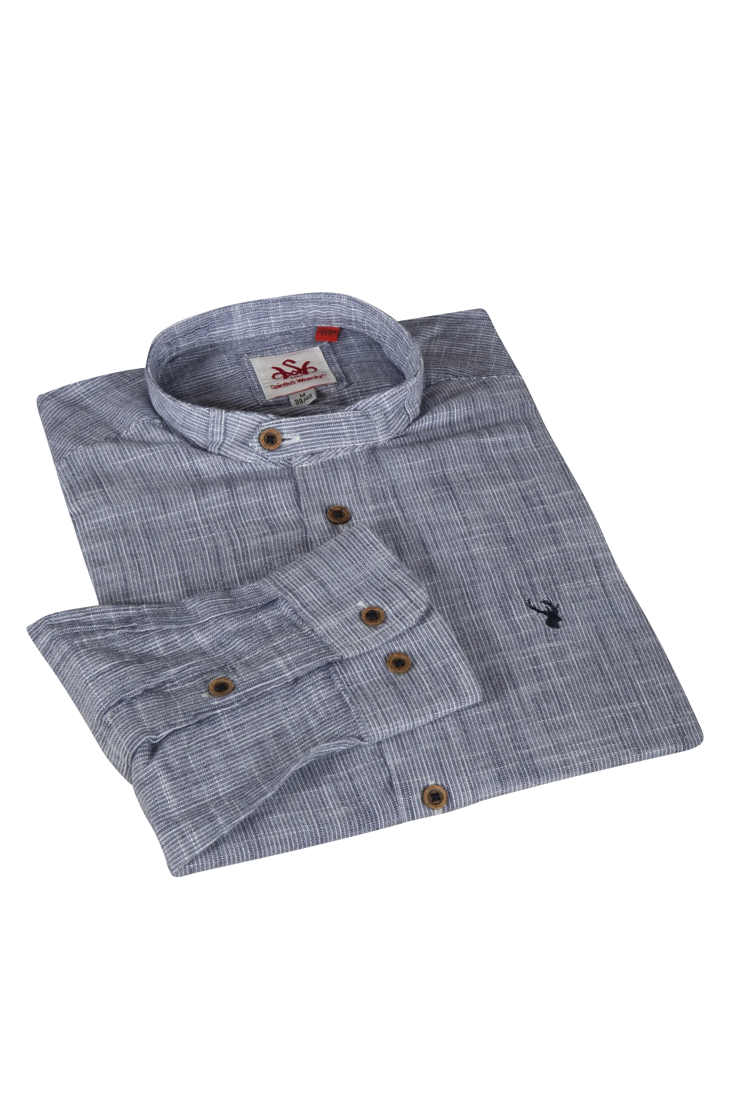 Trachtenhemd aus Leinen mit Stehkragen in blau Trachtenhemd aus Leinen mit Stehkragen in blau