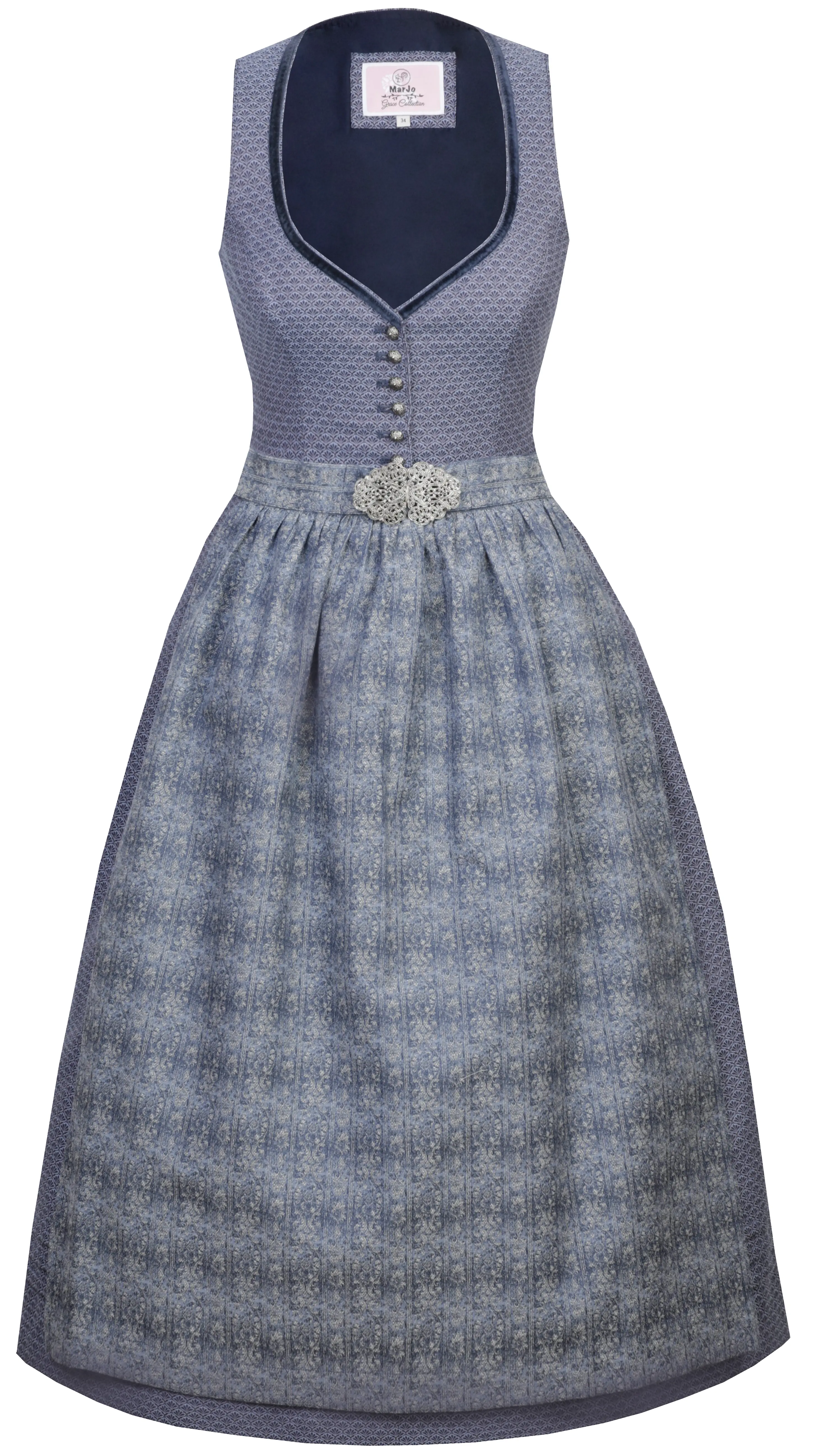3097-1751-bl7-01 Dirndl Sophie oceanblue mit Schließe