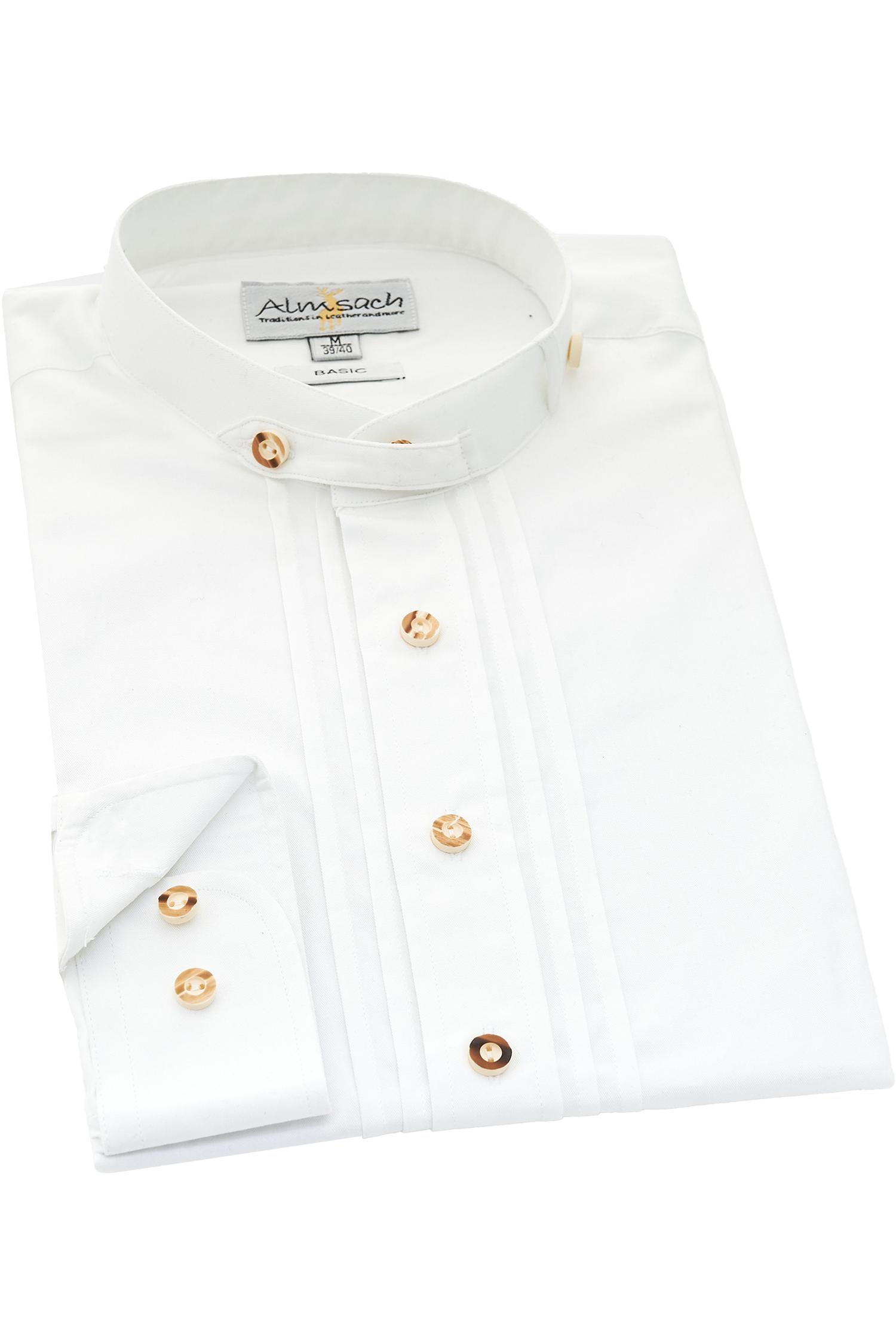 Almsach Hemd in Weiß mit dezenten Biesen