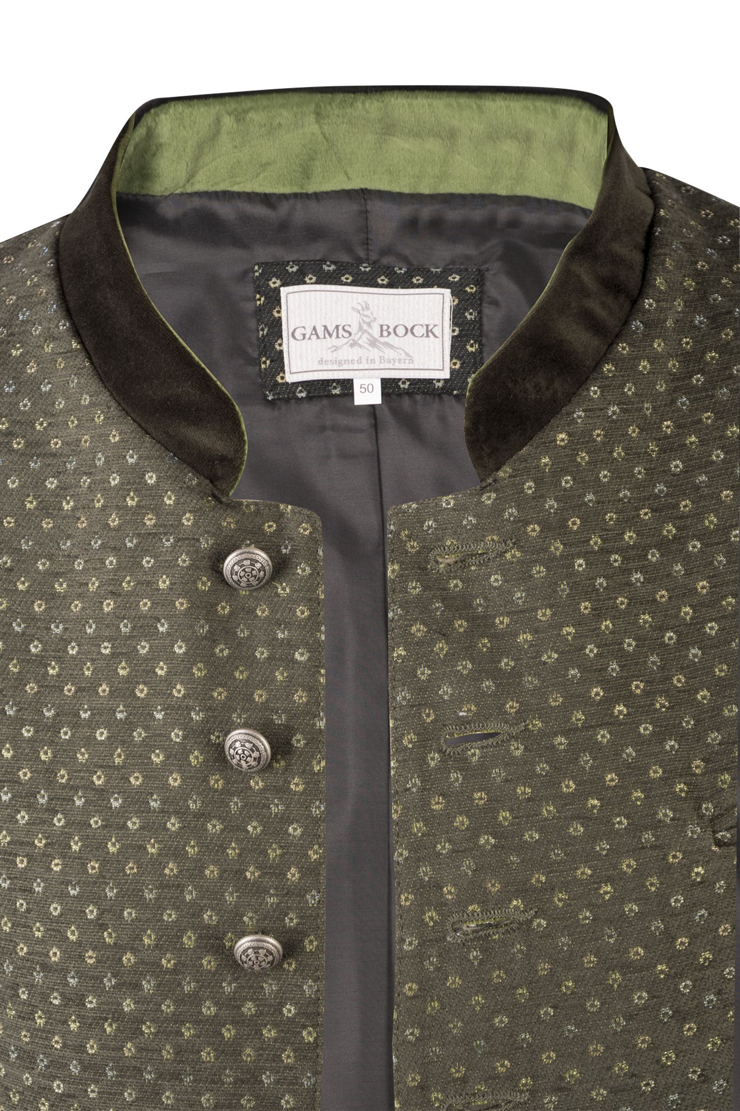 1345-0229-gn6-23-09-2802960 Herren Trachtenweste Leopold in oliv - Detail