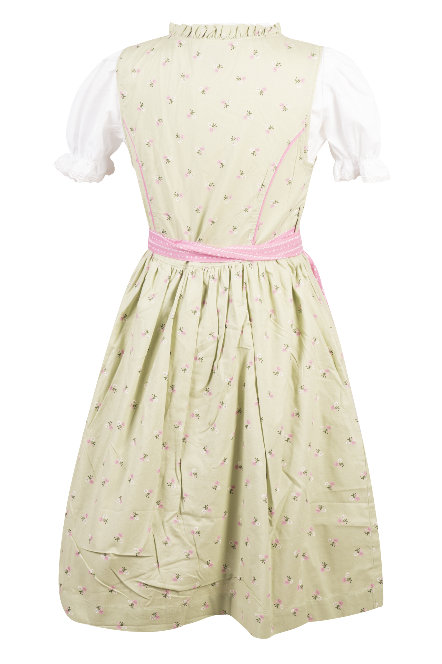 4753-1477-gn4-24-07-0405185 Kinderdirndl in Salbei/Rosa Farben Rückansicht