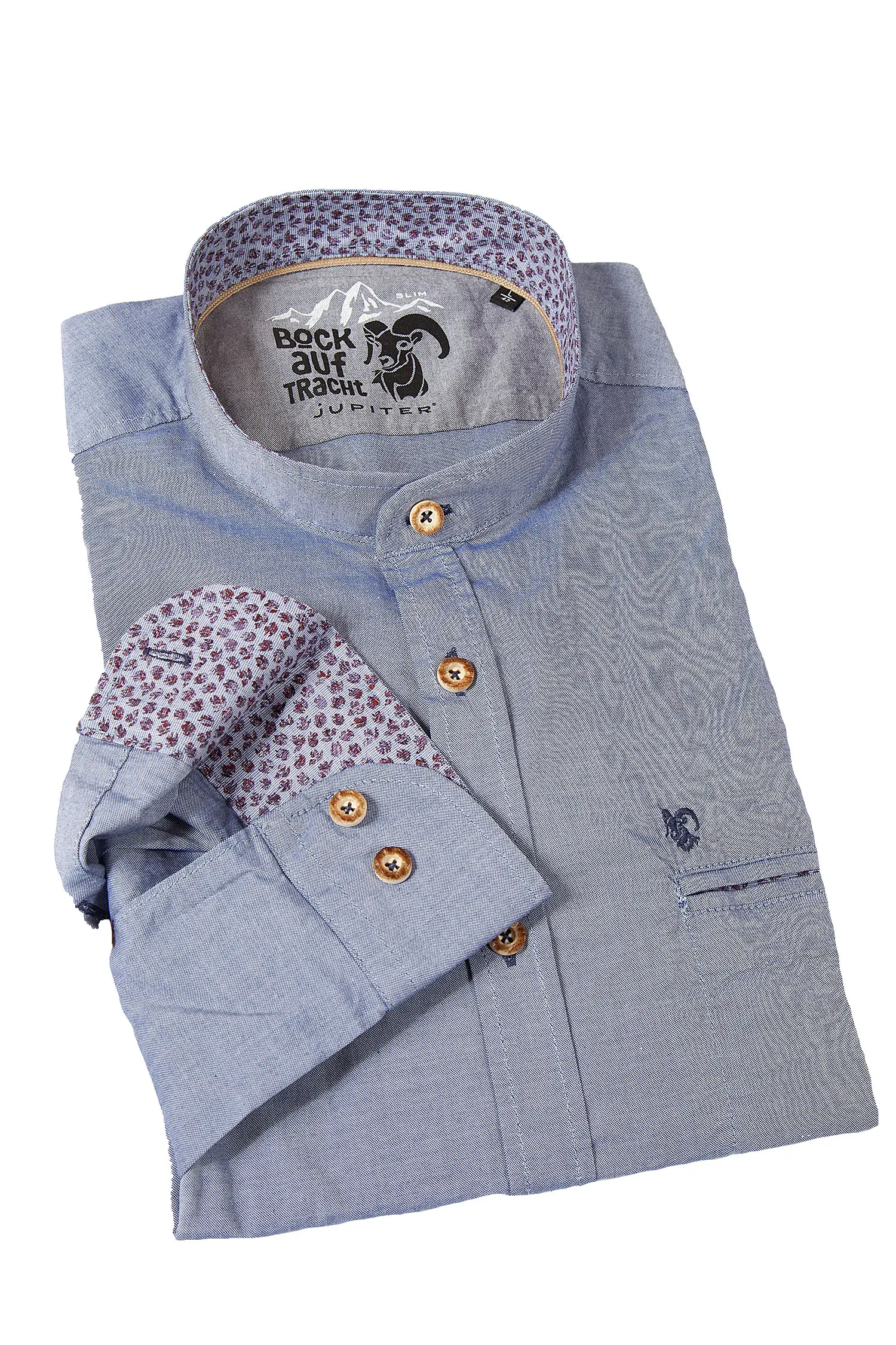 1541-0045-BL5-23-03e-5460a Trachtenhemd Jeansoptik dunkelblau von Jupiter