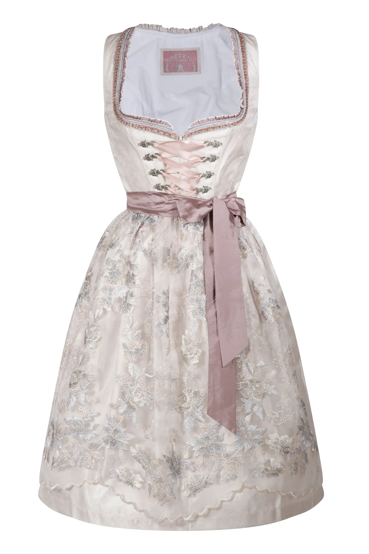 3076-0081-RO3-23-06g-0771 Dirndl Lacey in puder / grau