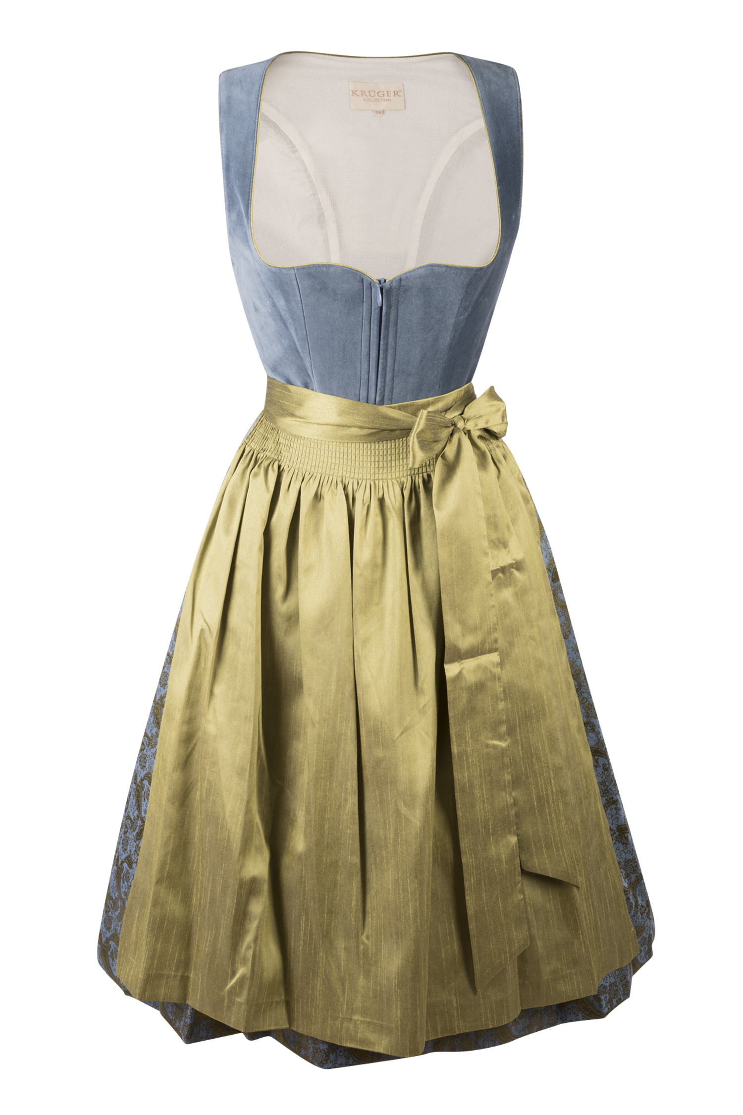 3097-1761-bl4-23-08-2202538 Samtdirndl Joanne in blau / grün