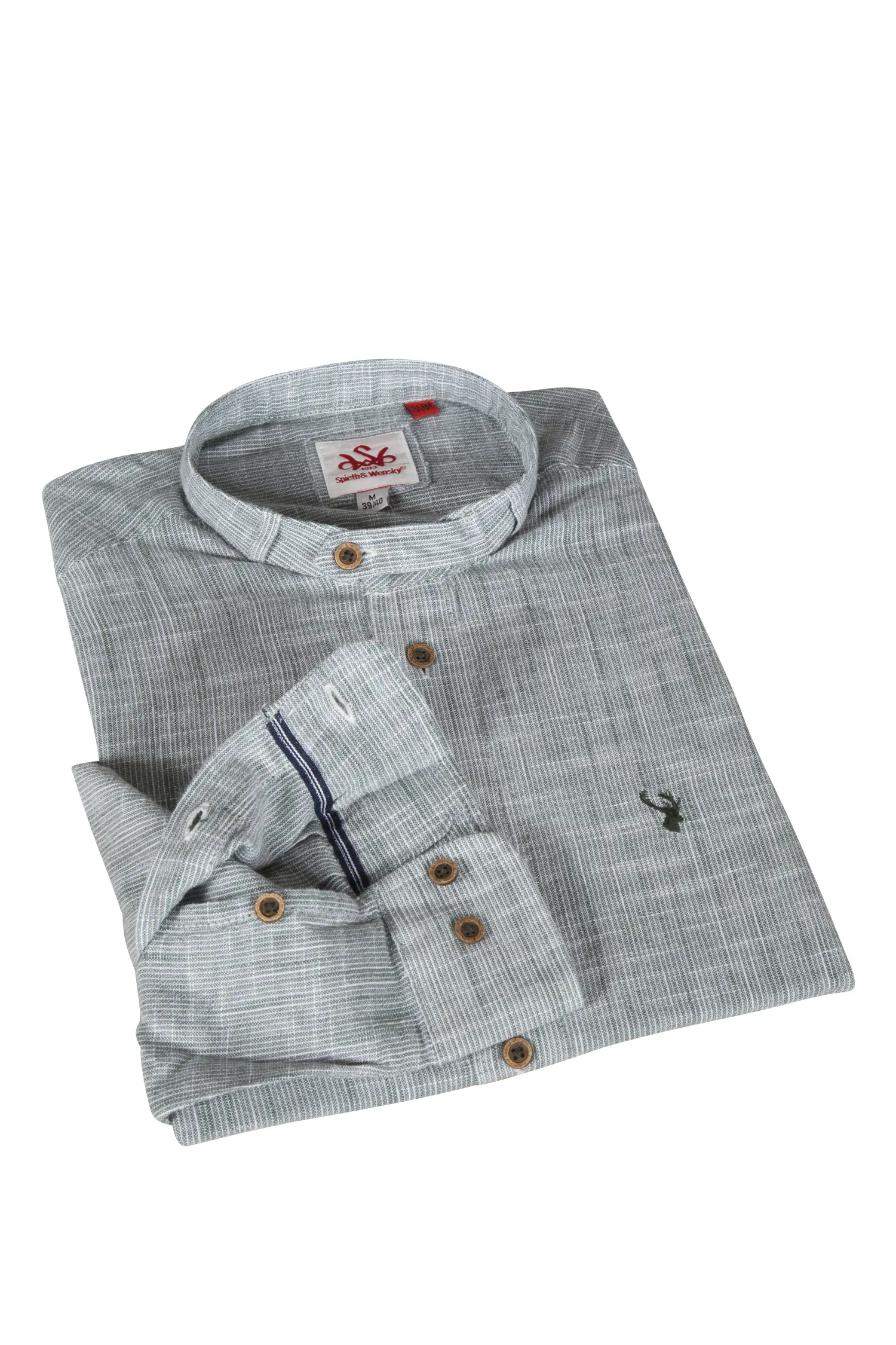 Trachtenhemd Arnold in grün mit Stehkragen Trachtenhemd Arnold in grün mit Stehkragen