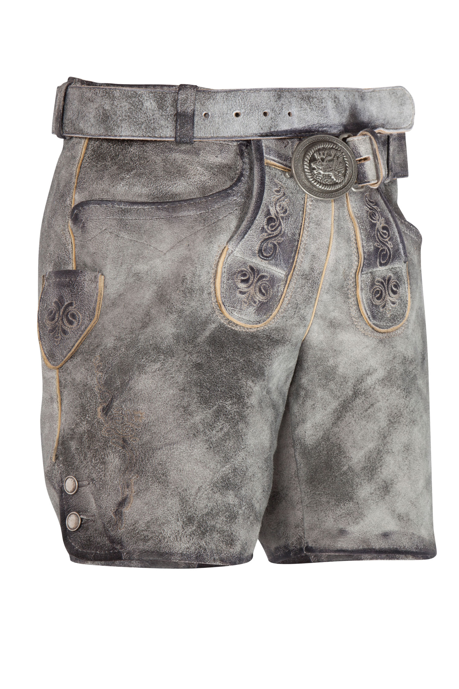 2611-1131-6BE-23-05-d6905 Kurze Lederhose Elisa in steingrau für Damen