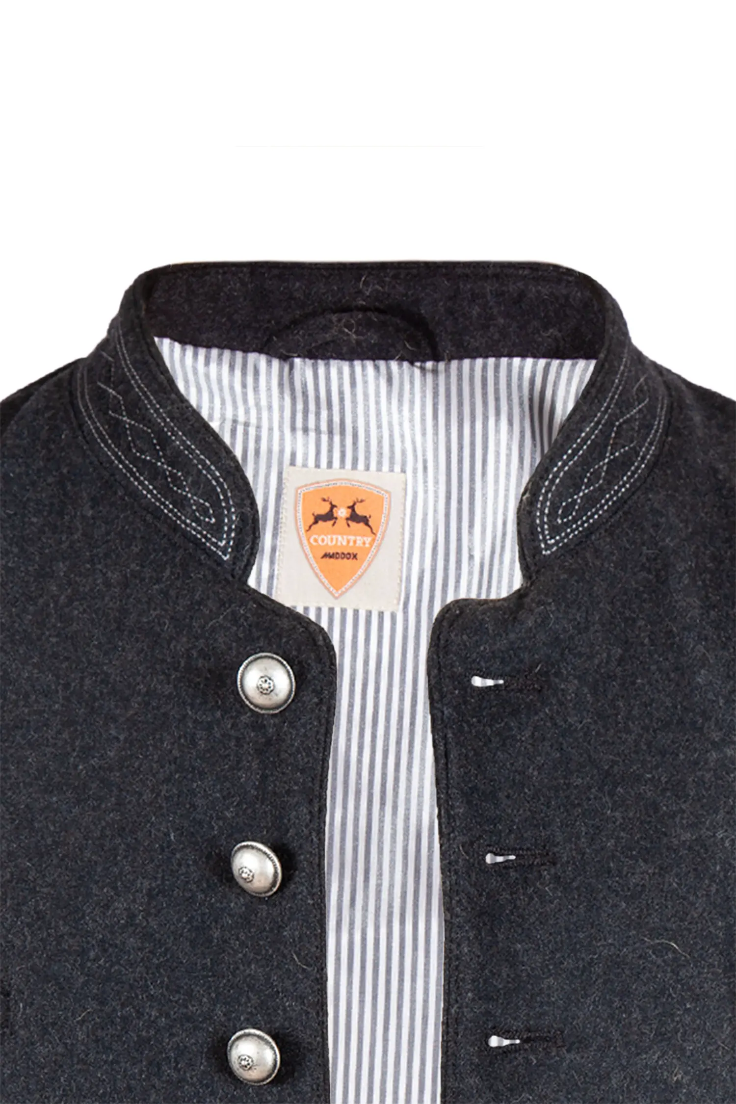 1343-0006-AN4-23-04a-5570d Trachtenweste Hausler aus Loden in anthrazit - Detail Knöpfe