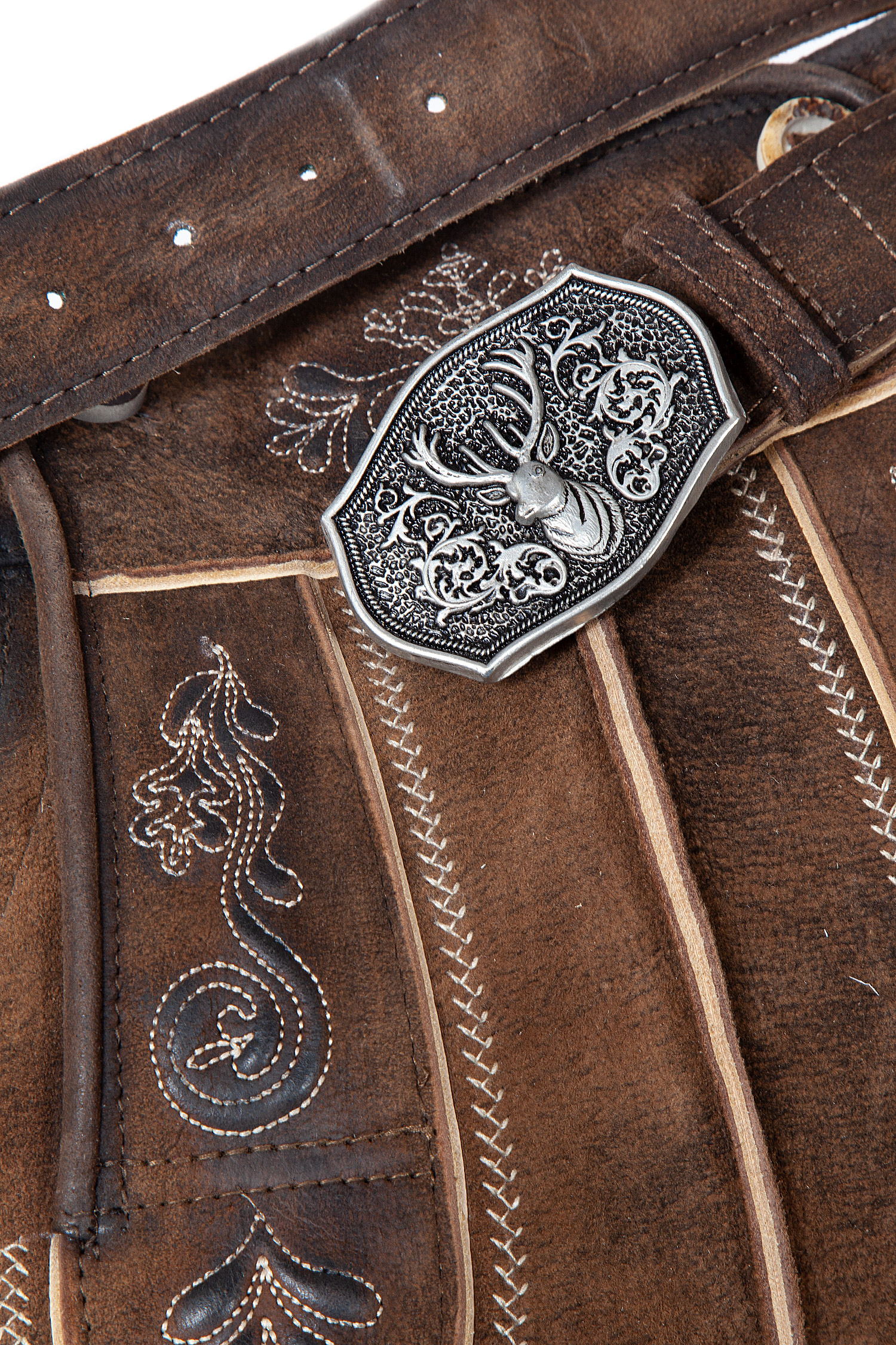 1610-1273-3na-22-06f-0726 Kurze Lederhose Bertl in stein - Detail Gürtel