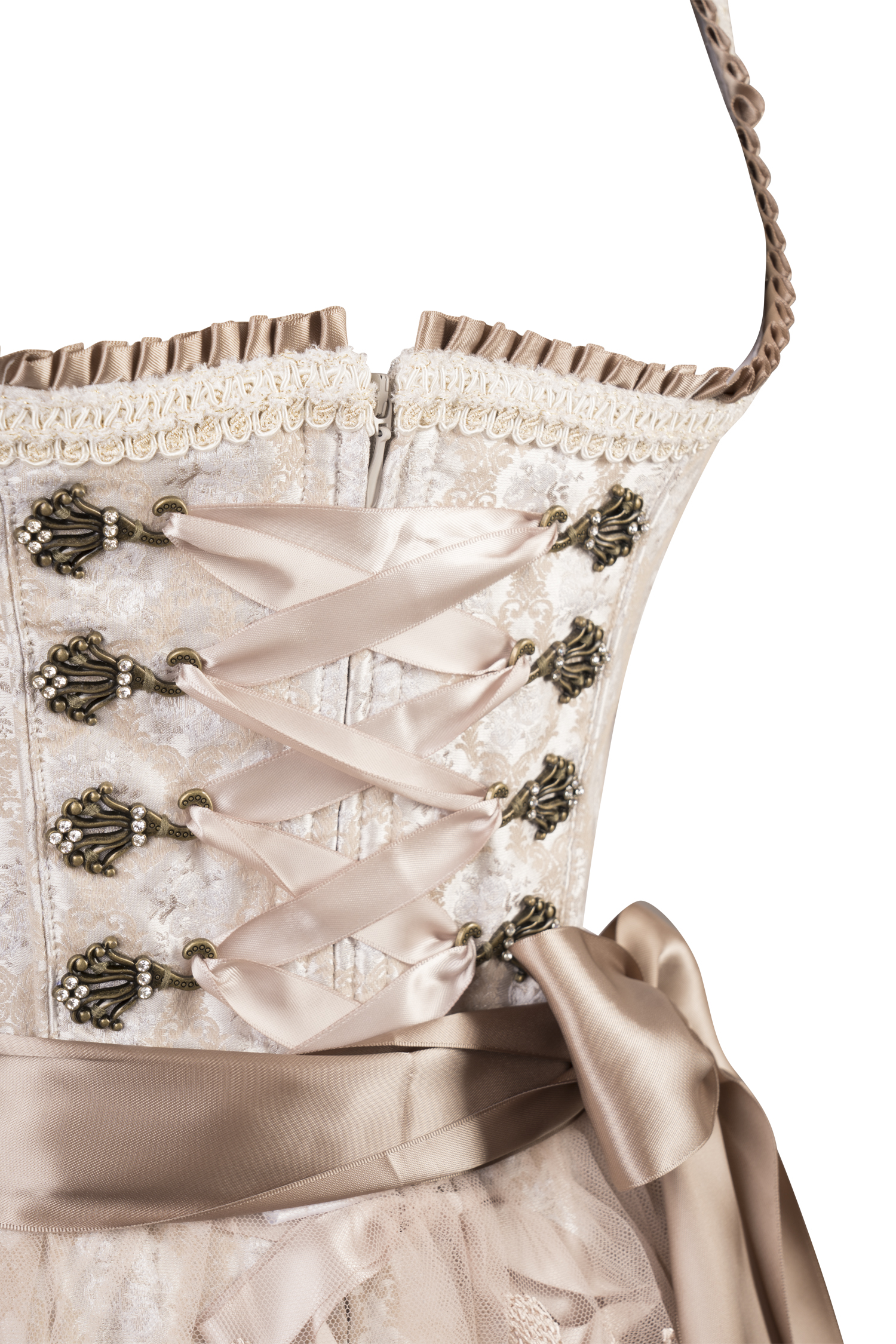 3067-1469-be3-23-08-1701898 Dirndl Marcy in champagner als Brautdirndl - Detail Mieder