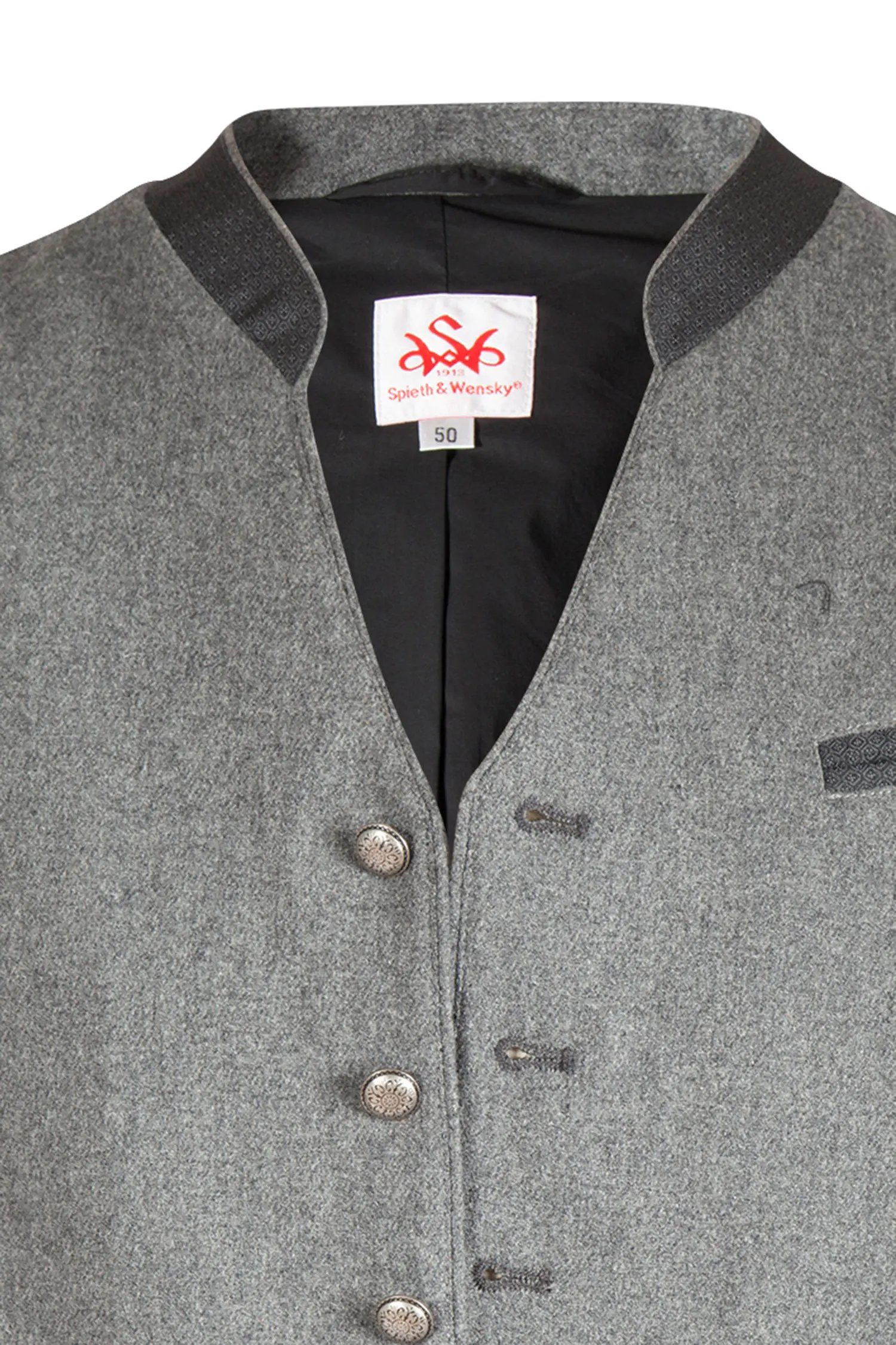 1343-1062-GR6-23-05-e7151c Trachtenweste Aris in grau/dunkelgrau - Detail Knöpfe