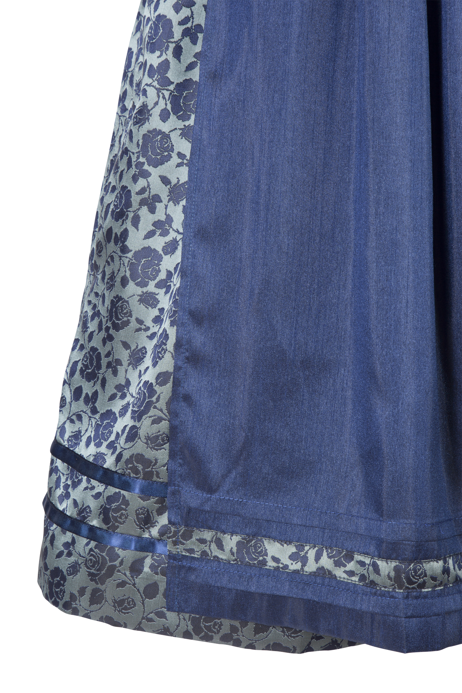 3086-1330-BL8-23-04g6314 Fesches Dirndl Adenau in dunkelblau/grau - Detail Rock