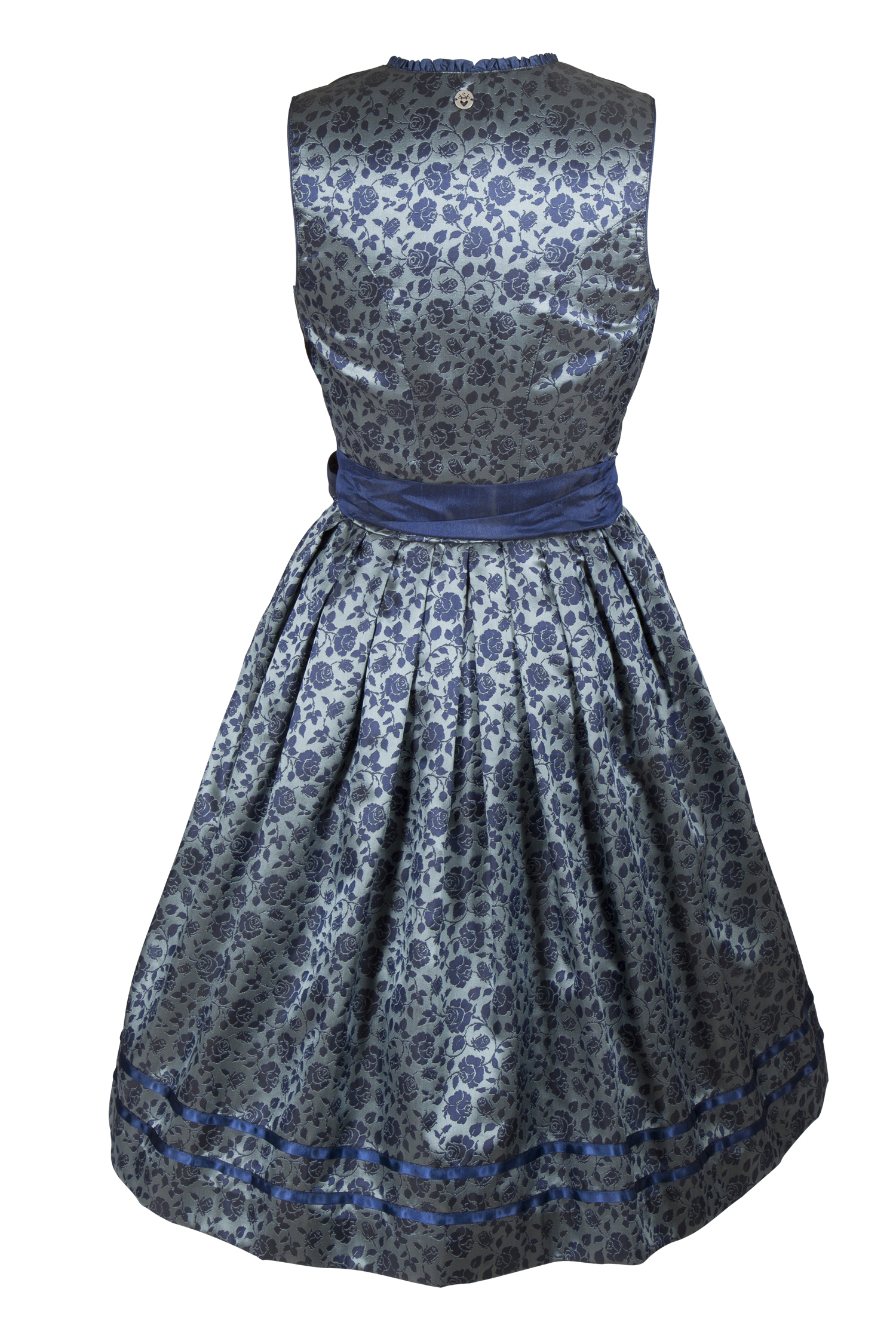 3086-1330-BL8-23-04g6317 Fesches Dirndl Adenau in dunkelblau/grau - Rückansicht