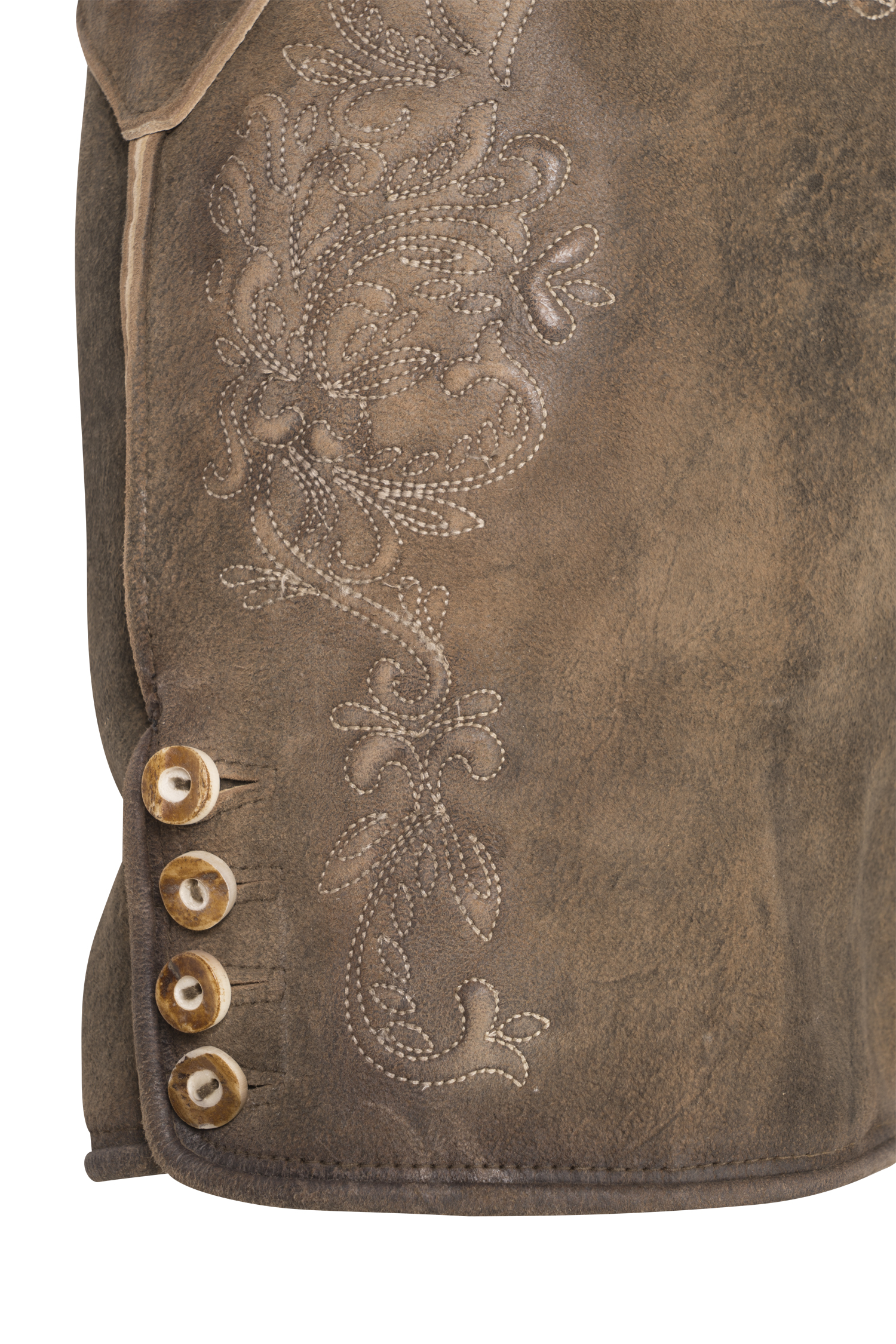 Lederhose Oskar in Braun Detail Stickerei