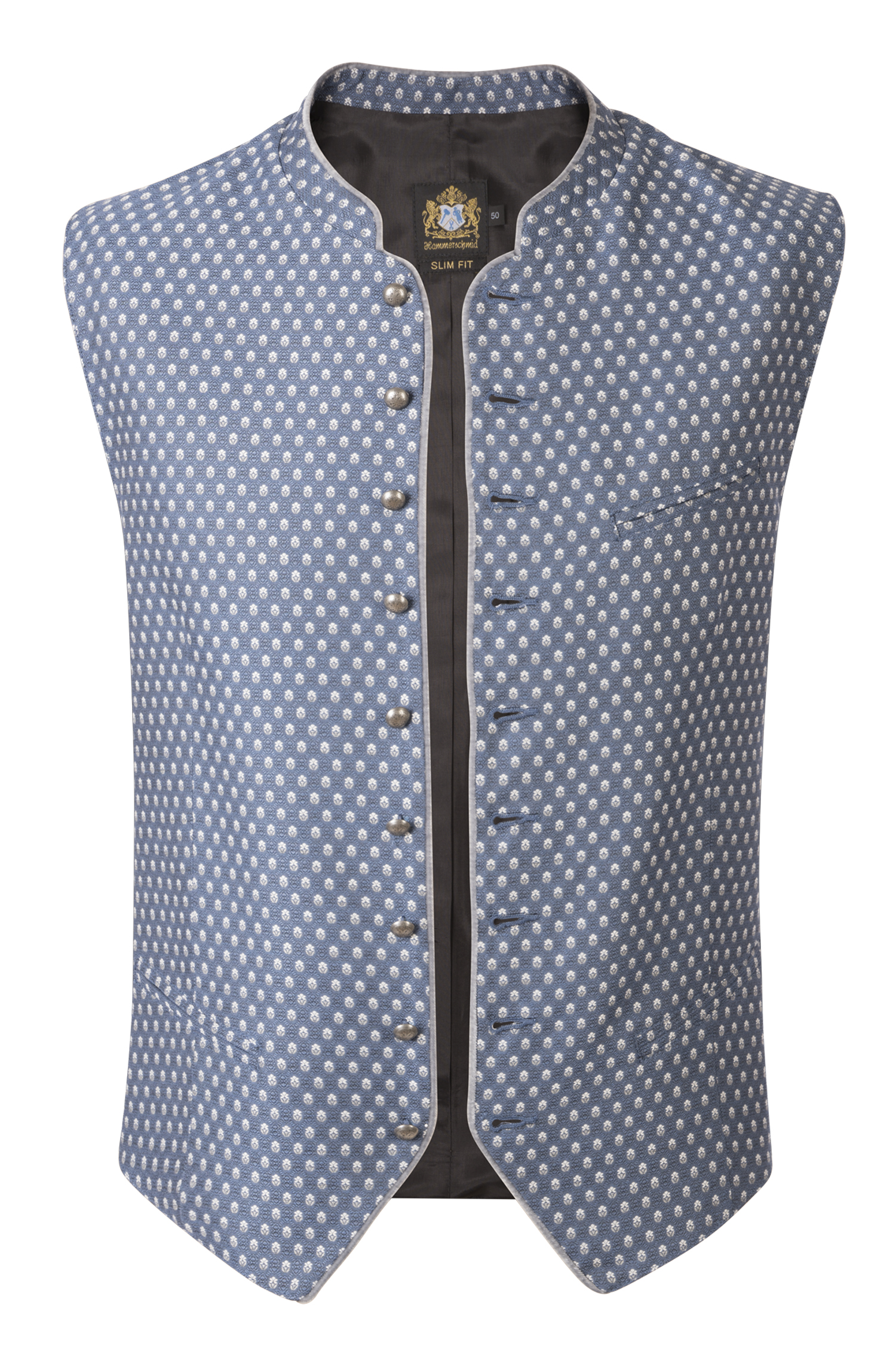 1345-0219-bl5-23-08-14-01708 Trachtenweste Robert in blau mit Samt-Paspel