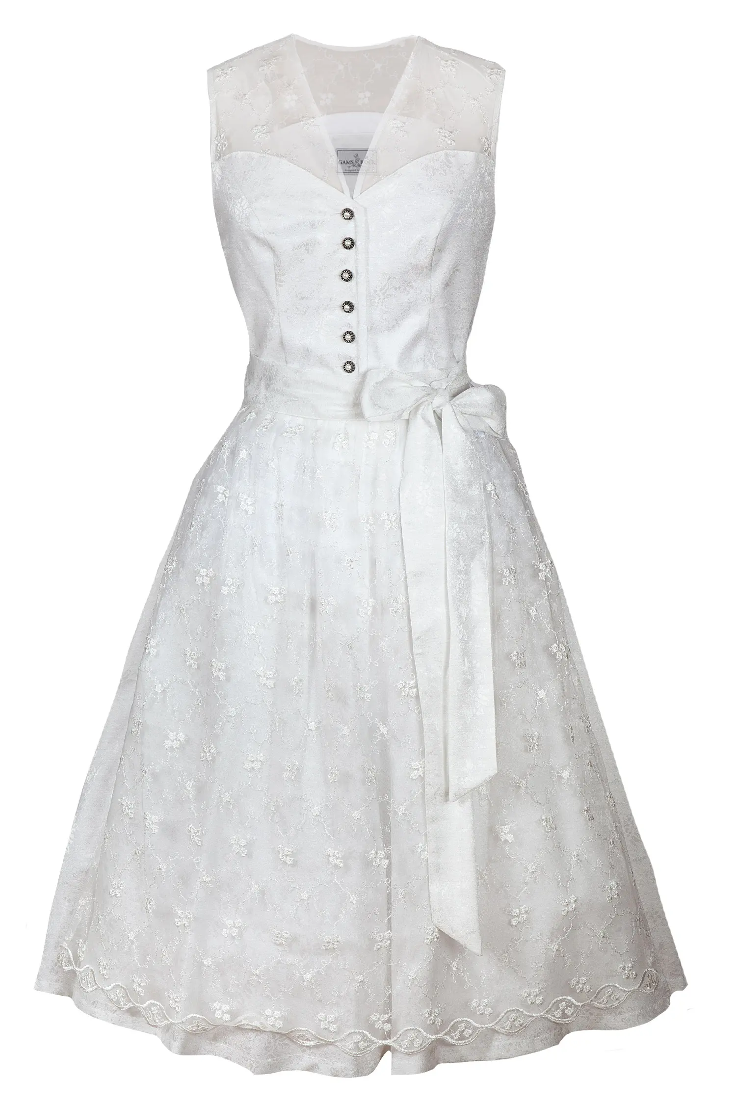 3029-0036-be1-22-06a-0357 Hochzeitsdirndl in creme mit Spitzenschürze
