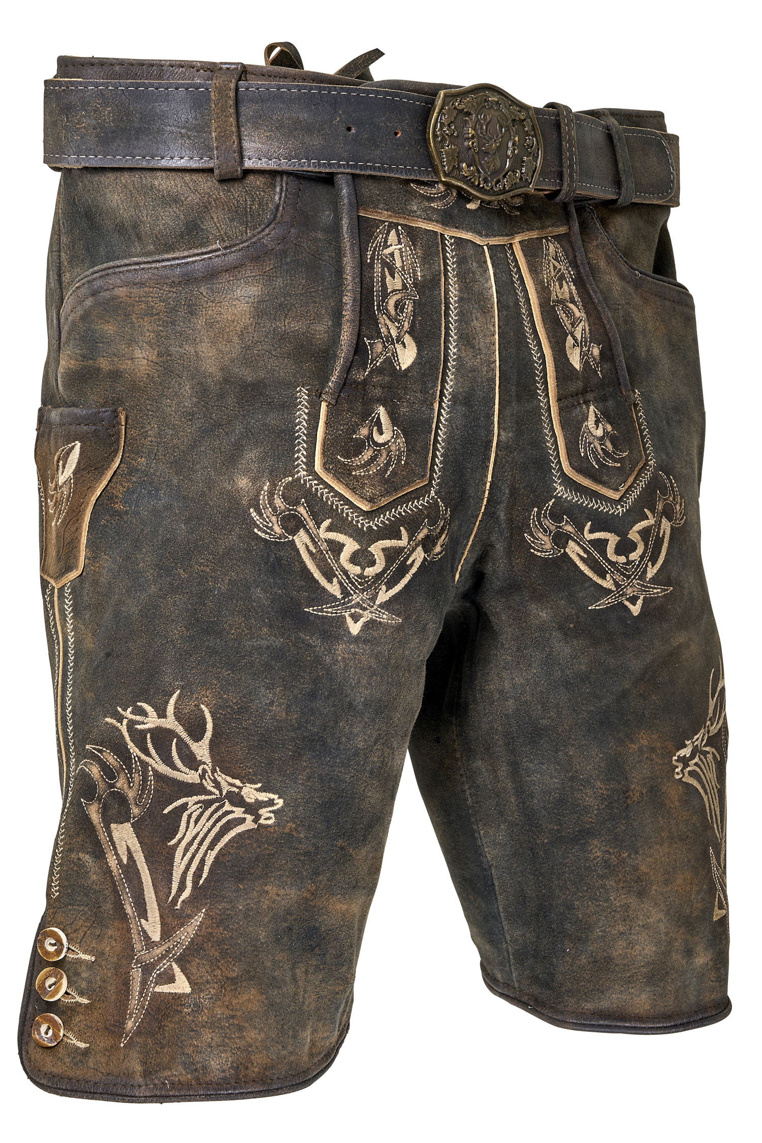 Kurze Lederhose Felixsee in dunkelbraun lederhose mit Stickereien