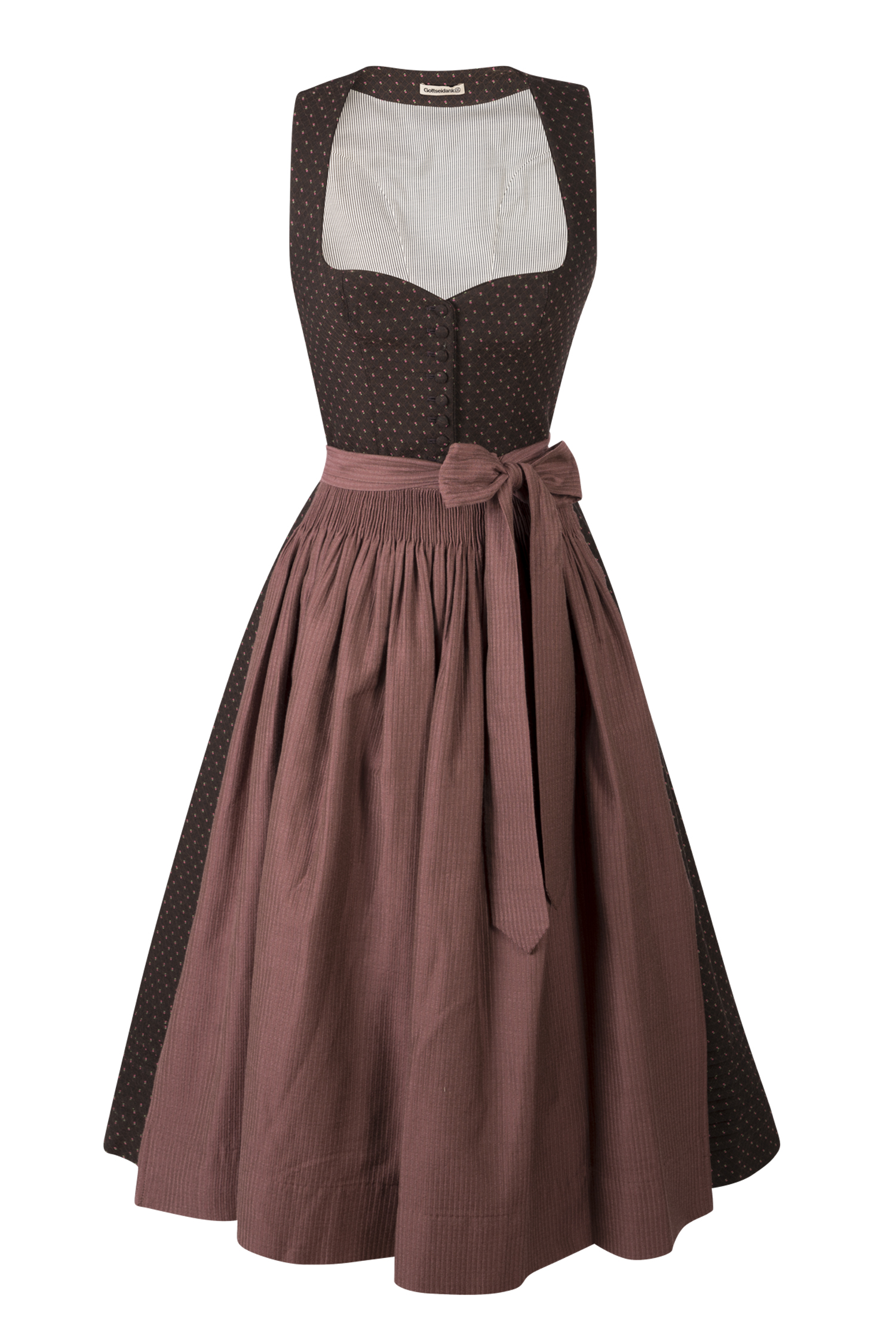 3048-1088-br9-23-08-2902791 Gottseidank Dirndl Hedi in dunkelbraun mit Wechselschürzenband