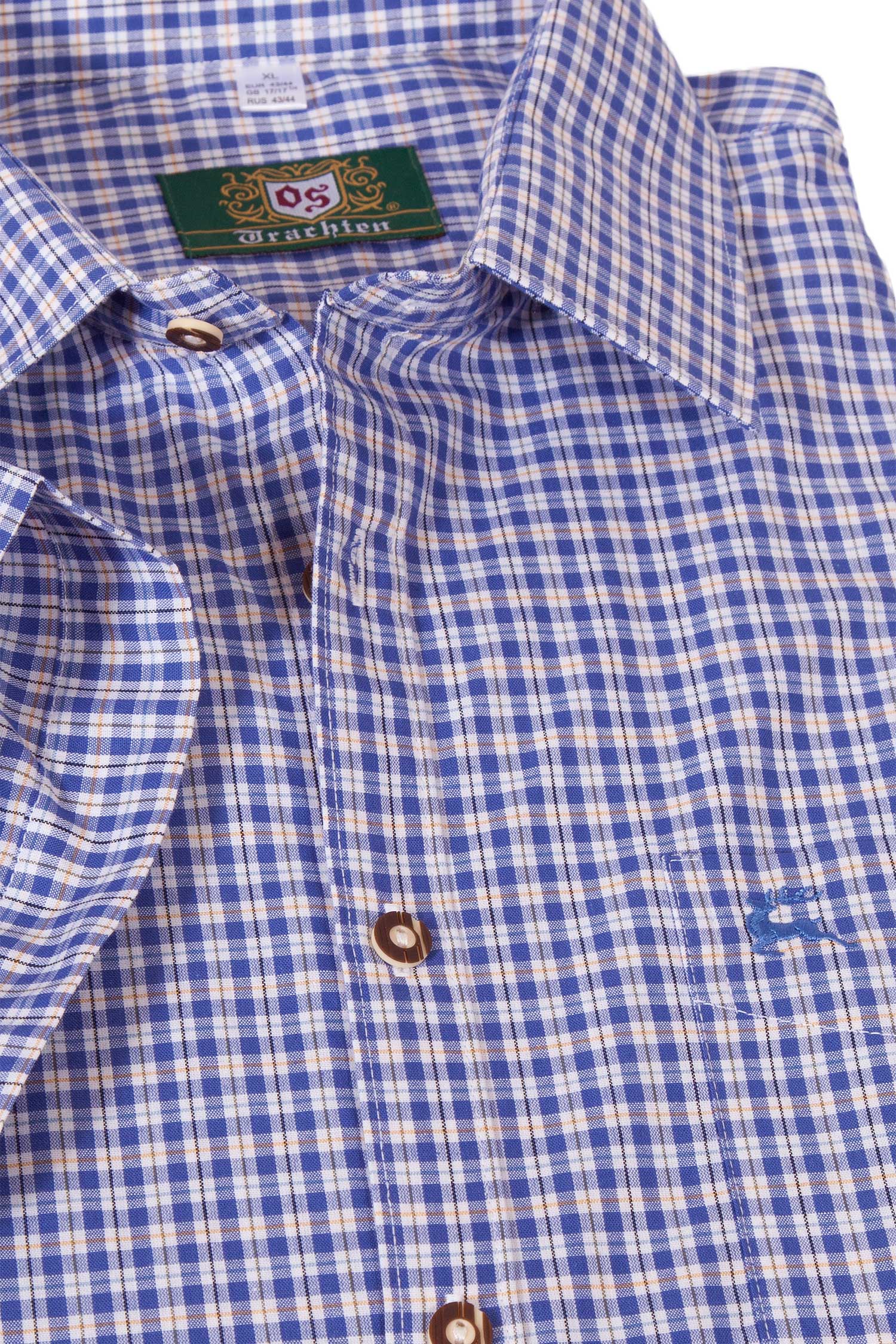 trachtenhemd-kurzarm-karo-blau-1555-1064-bl5-19-04d-8586-b Trachtenhemd blau weiß kariert kurzärmelig Detail