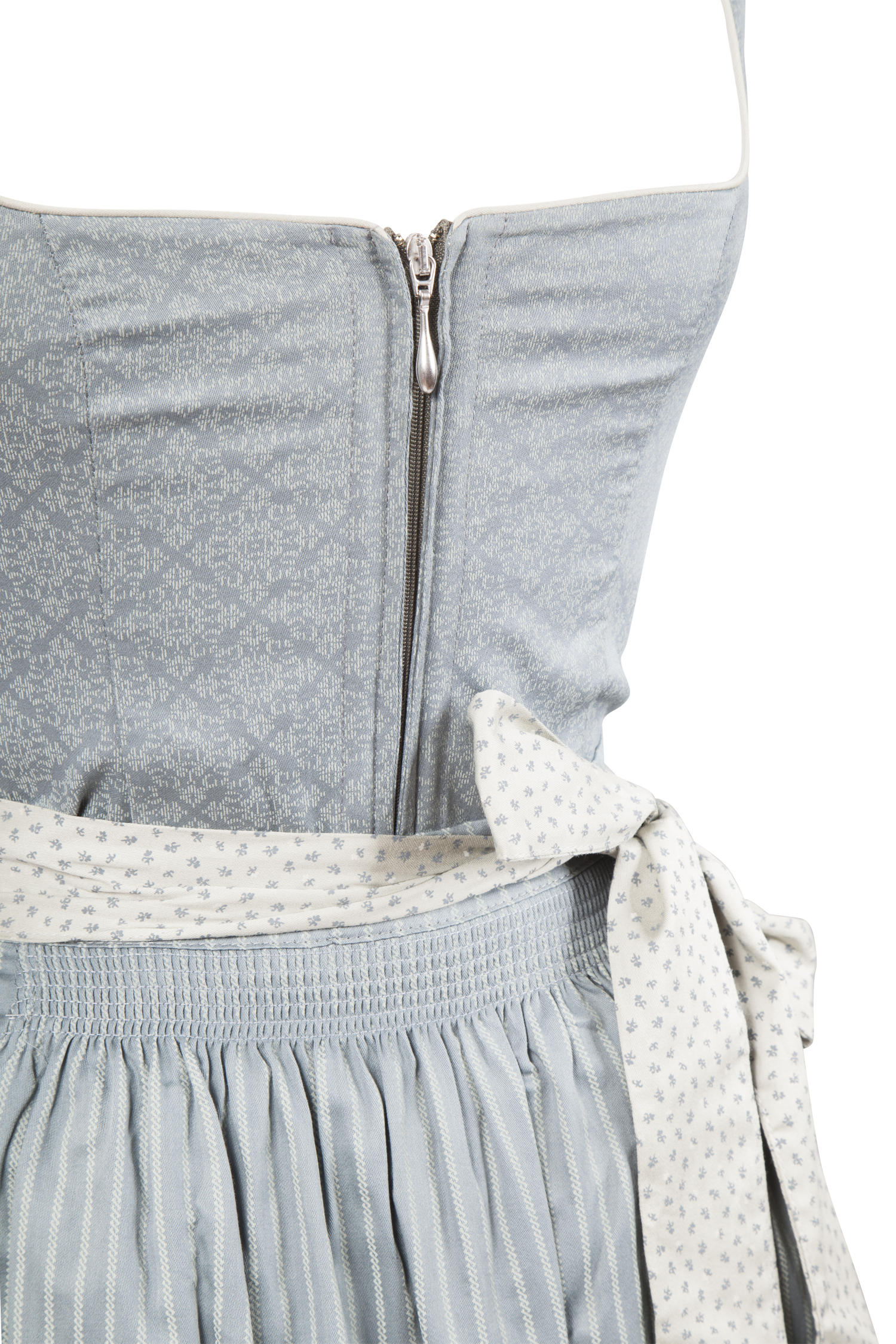 3091-1535-bl4-23-07b-1292 Dirndl Lissy in schilfgrau mit toller Schürze - Detail Mieder