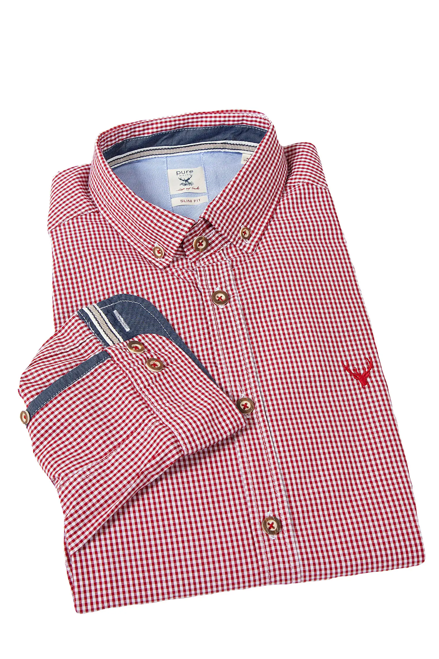 Trachtenhemd kleinkariert in bordeaux