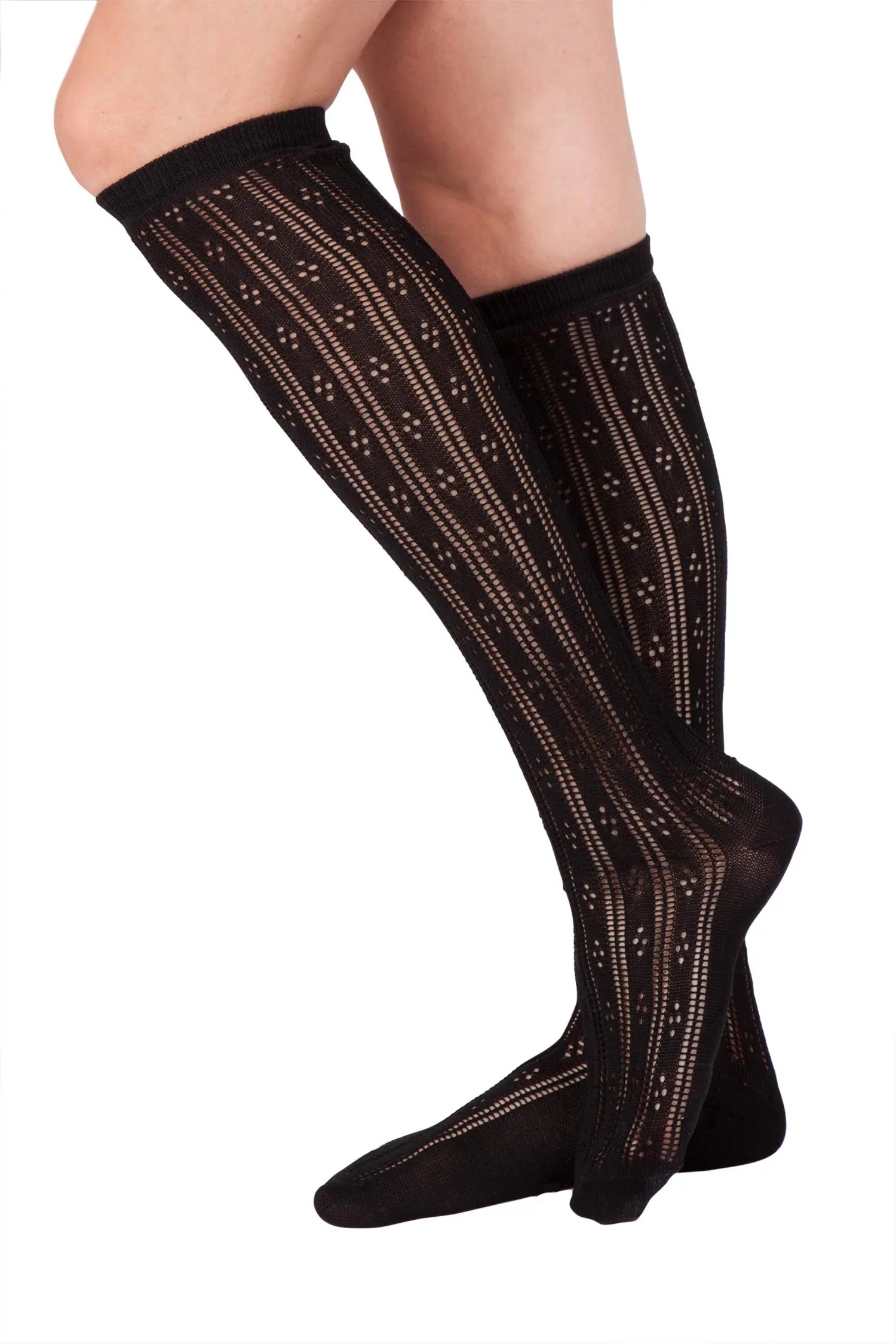 Damen Trachten Kniestrümpfe in schwarz 
