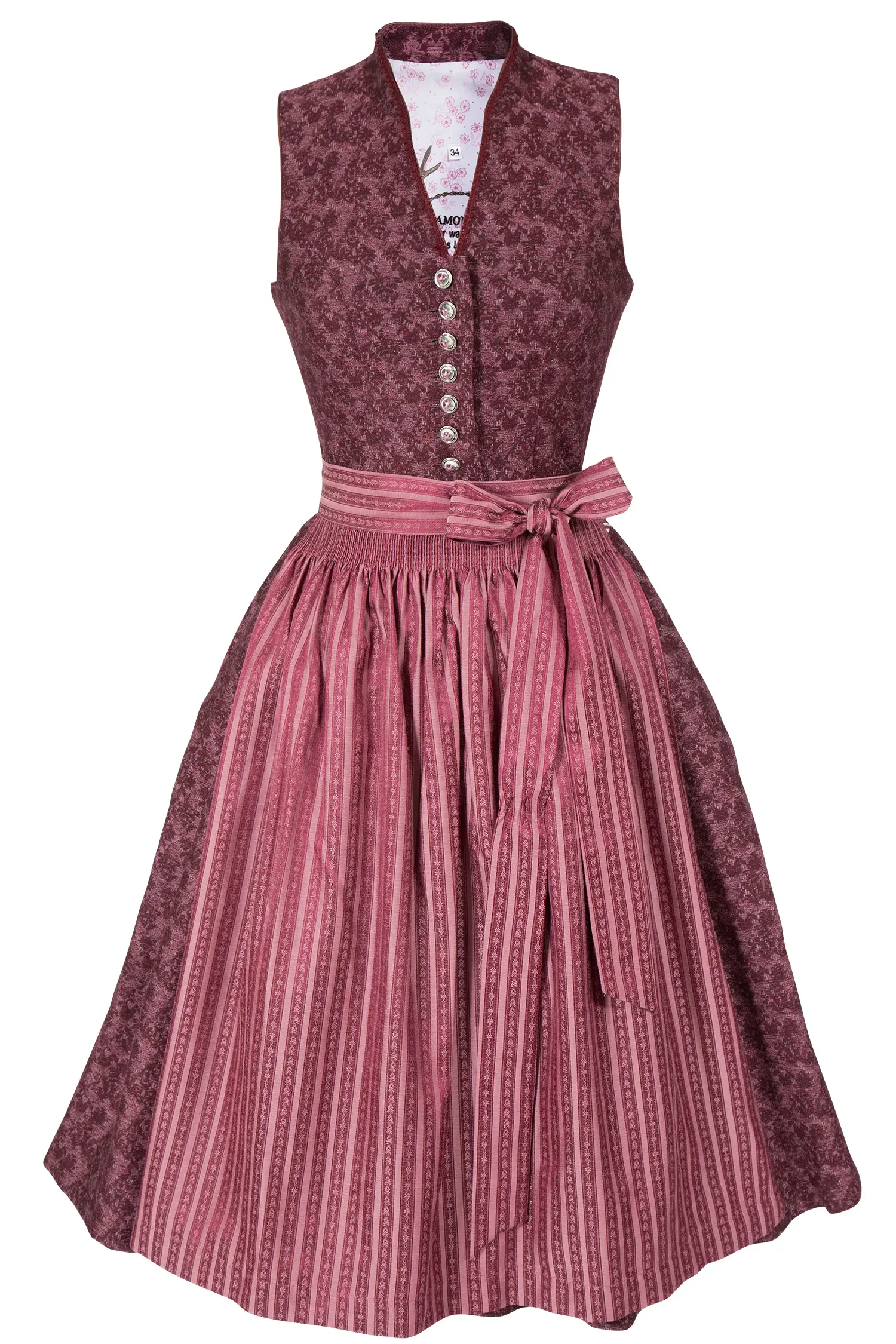 Midi Dirndl in Vintage bordeaux & altrosa 