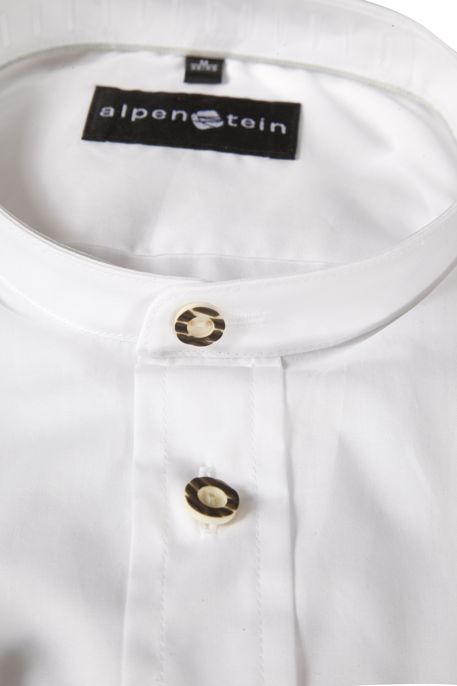 Trachtenhemd Wagner in weiß mit Stehkragen - Detail Kragen