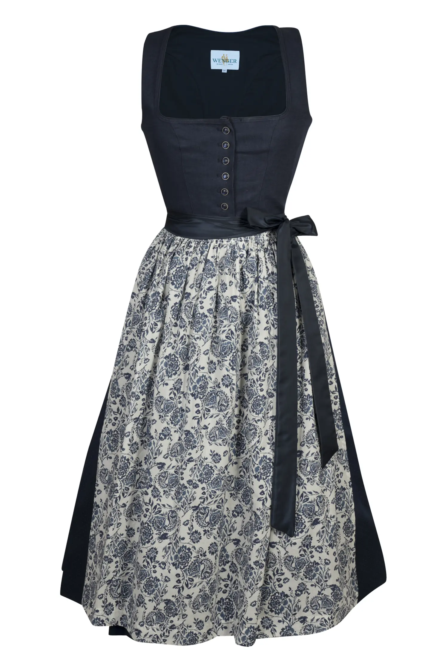 Dirndl Elisa in dunkelblau mit Leinenmieder