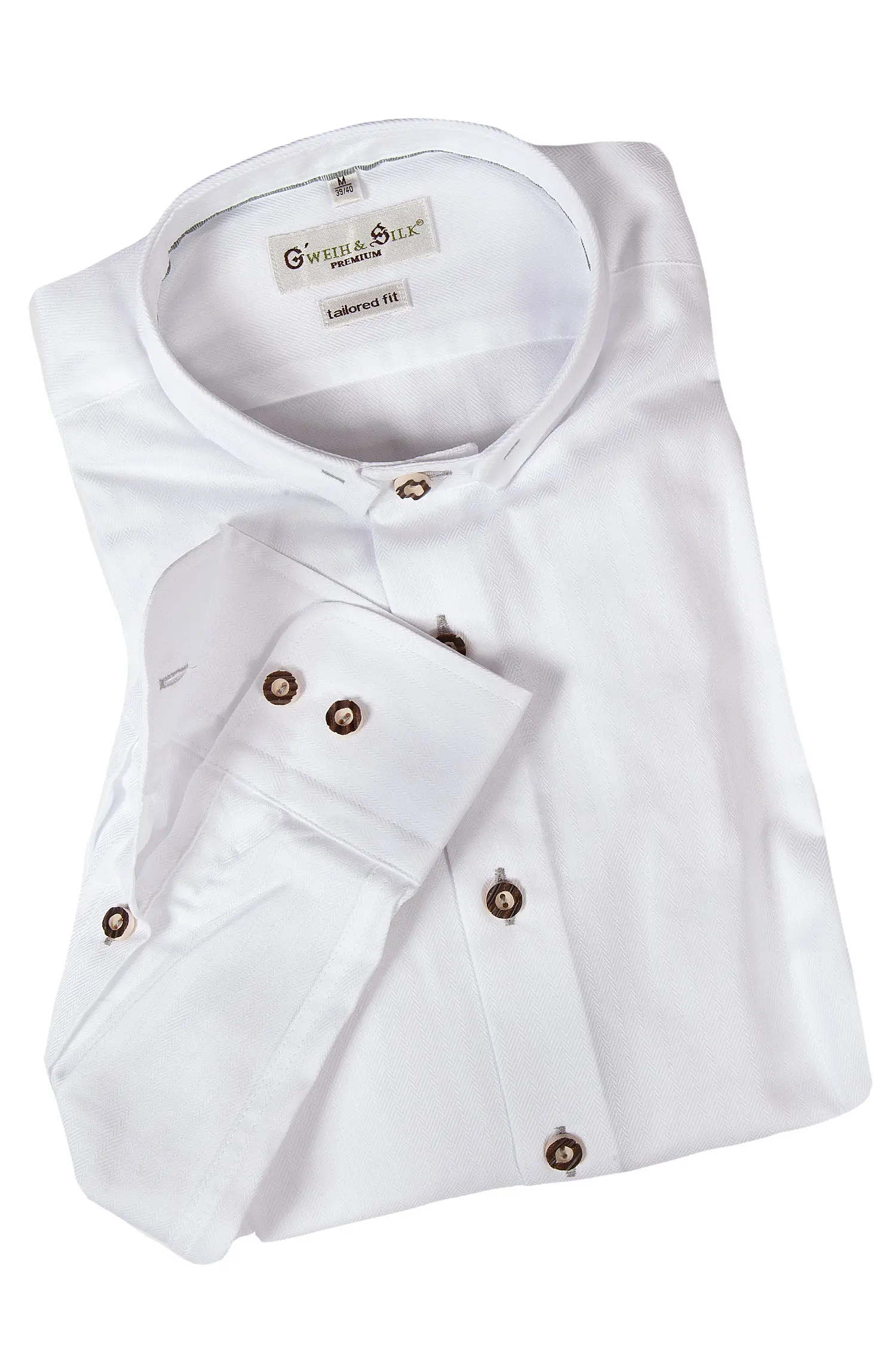 Trachtenhemd Traunsee in weiß mit Stehkragen Trachtenhemd Traunsee in weiß mit Stehkragen